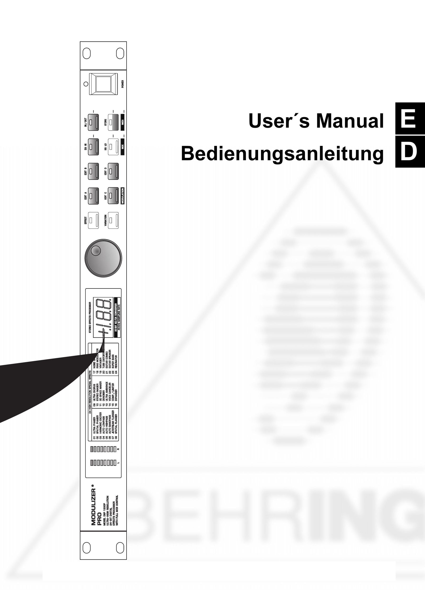 Behringer DSP1200P Stereo Equalizer User Manual