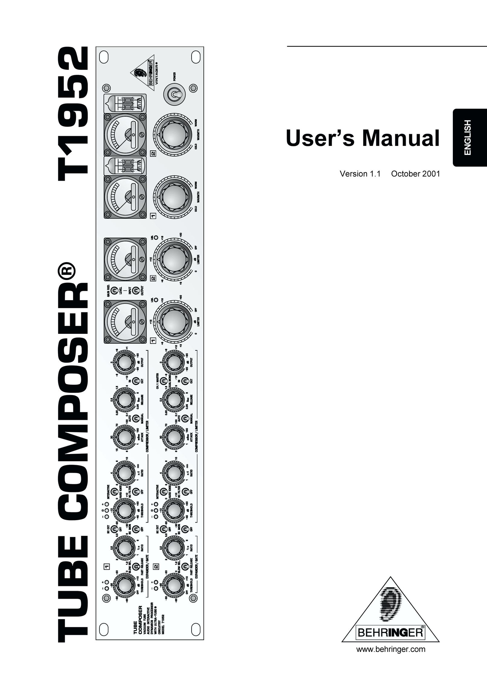 Behringer T1952 Stereo Equalizer User Manual
