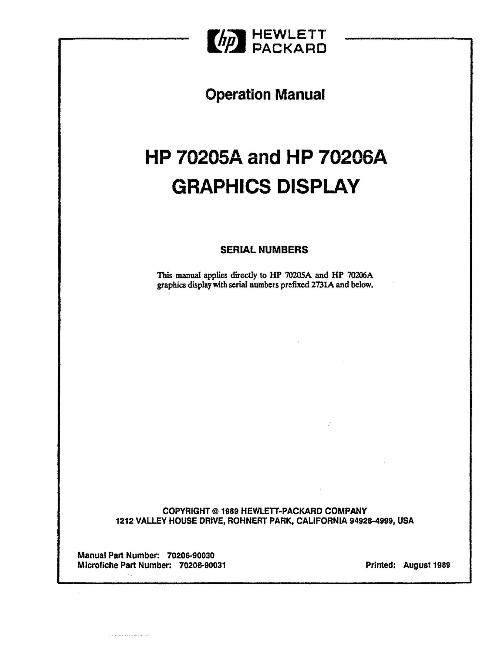 HP (Hewlett-Packard) 70205A Stereo Equalizer User Manual