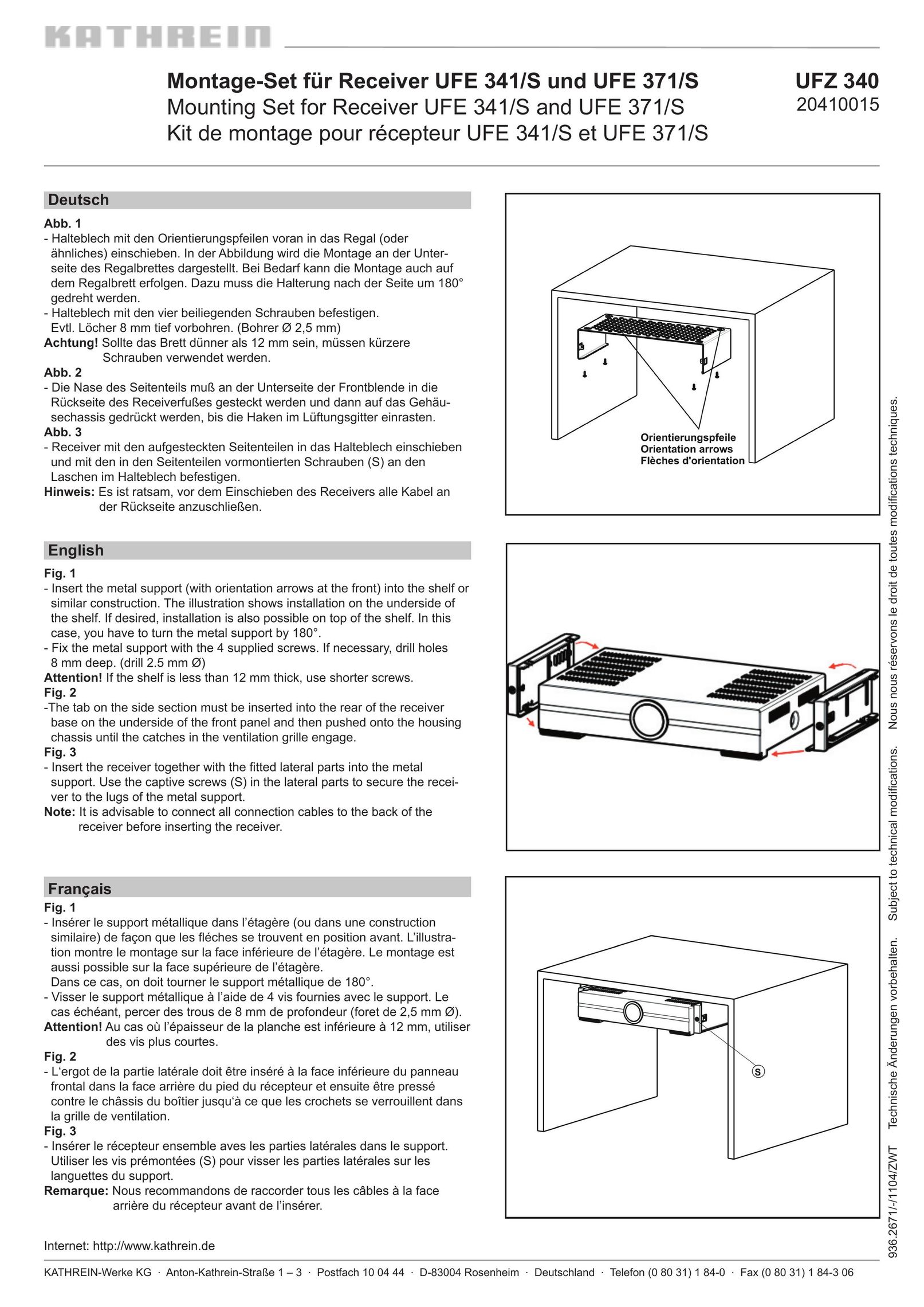 Kathrein UFE 341/S Stereo Equalizer User Manual