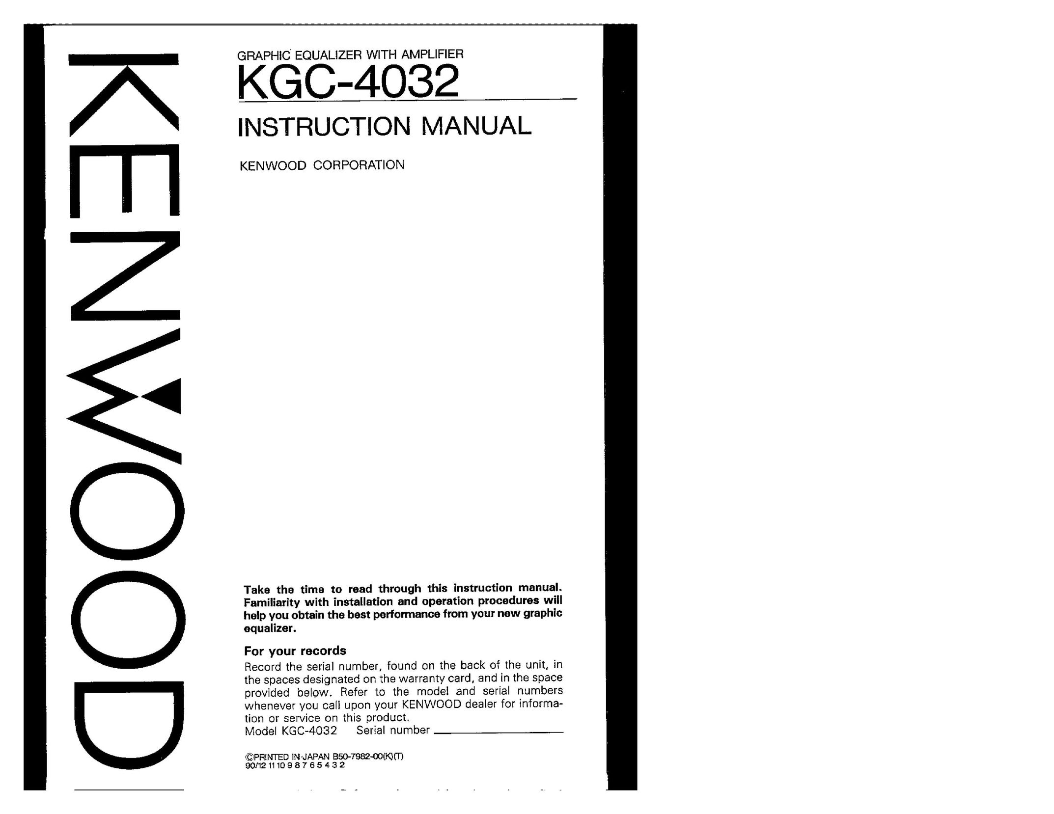 Kenwood KGC-4032 Stereo Equalizer User Manual