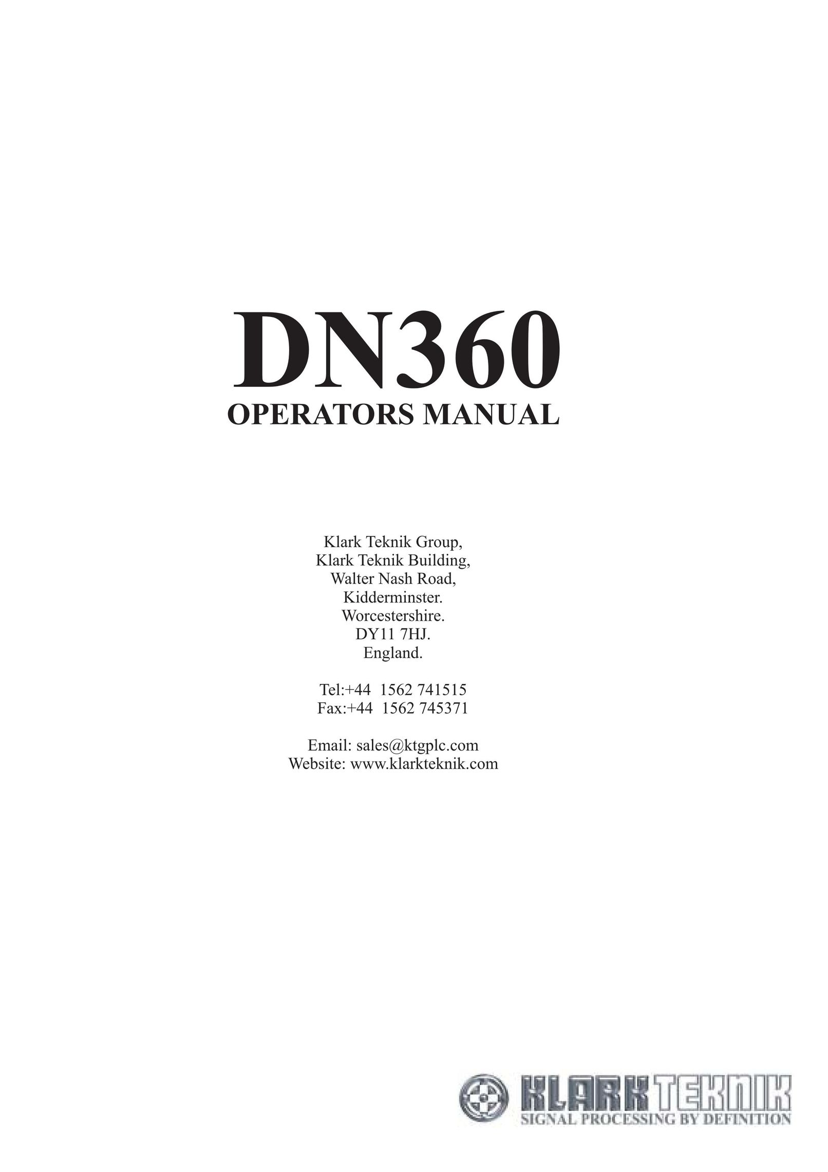 Klark Teknik DN360 Stereo Equalizer User Manual