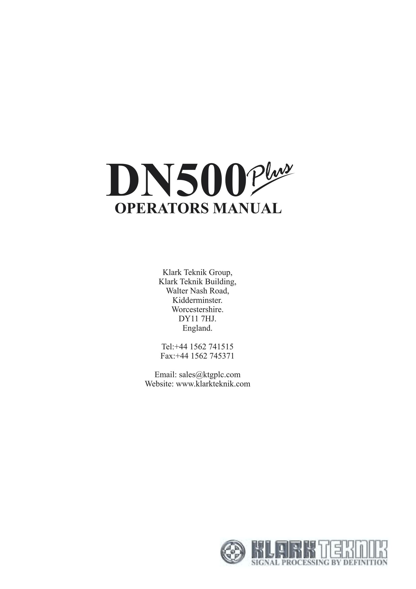 Klark Teknik DN500 Stereo Equalizer User Manual