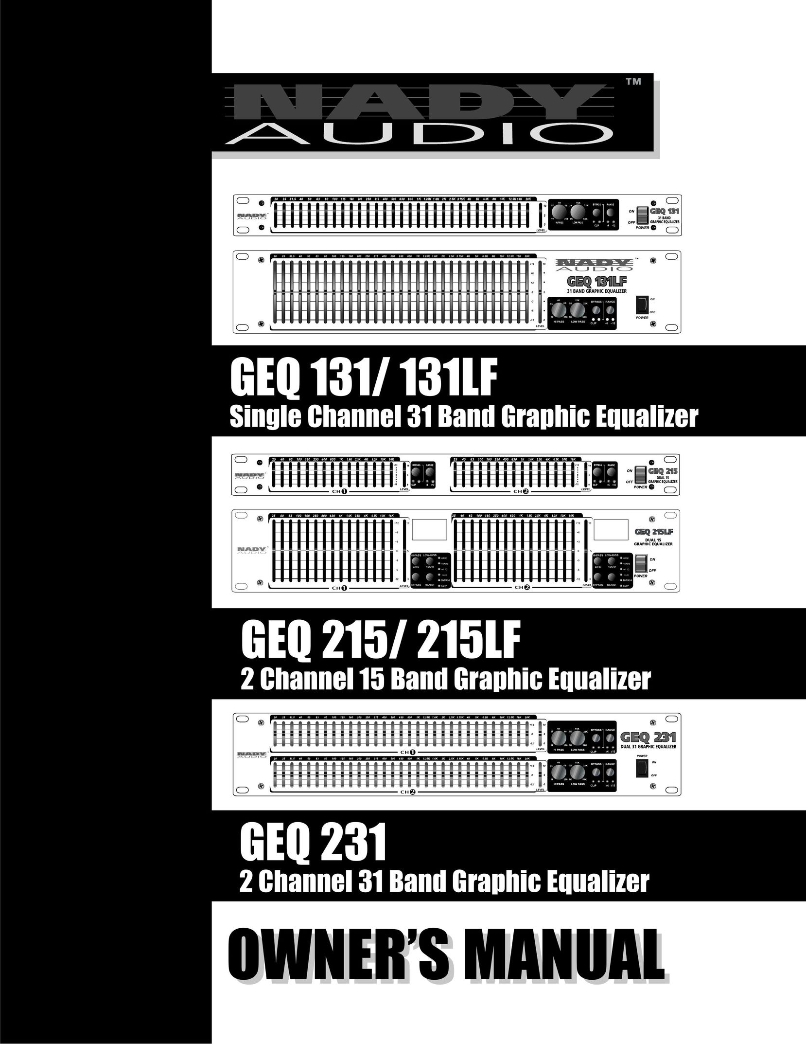 Nady Systems GEQ 131 Stereo Equalizer User Manual