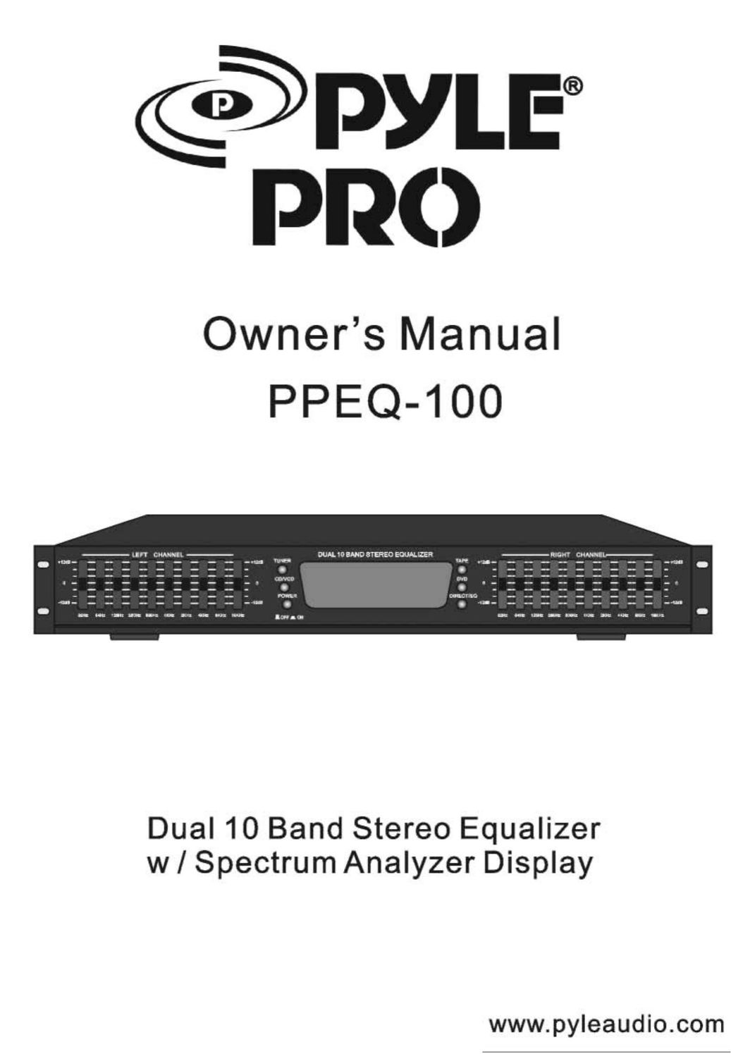 PYLE Audio PPEQ-100 Stereo Equalizer User Manual