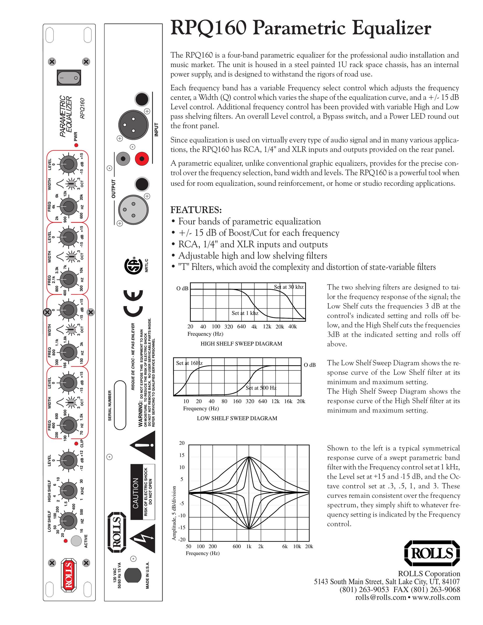 Rolls RPQ160 Stereo Equalizer User Manual