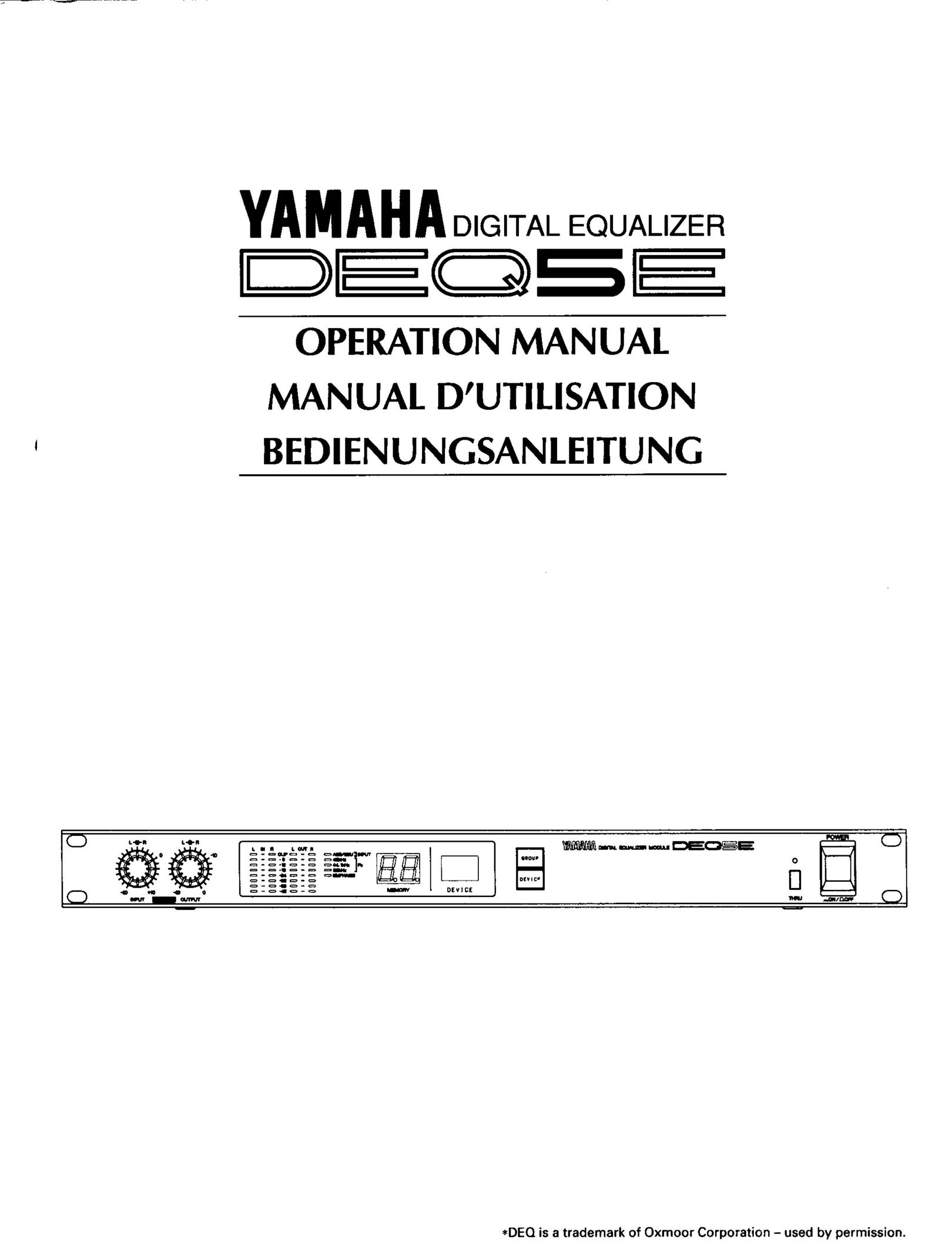 Yamaha DEQ5E Stereo Equalizer User Manual