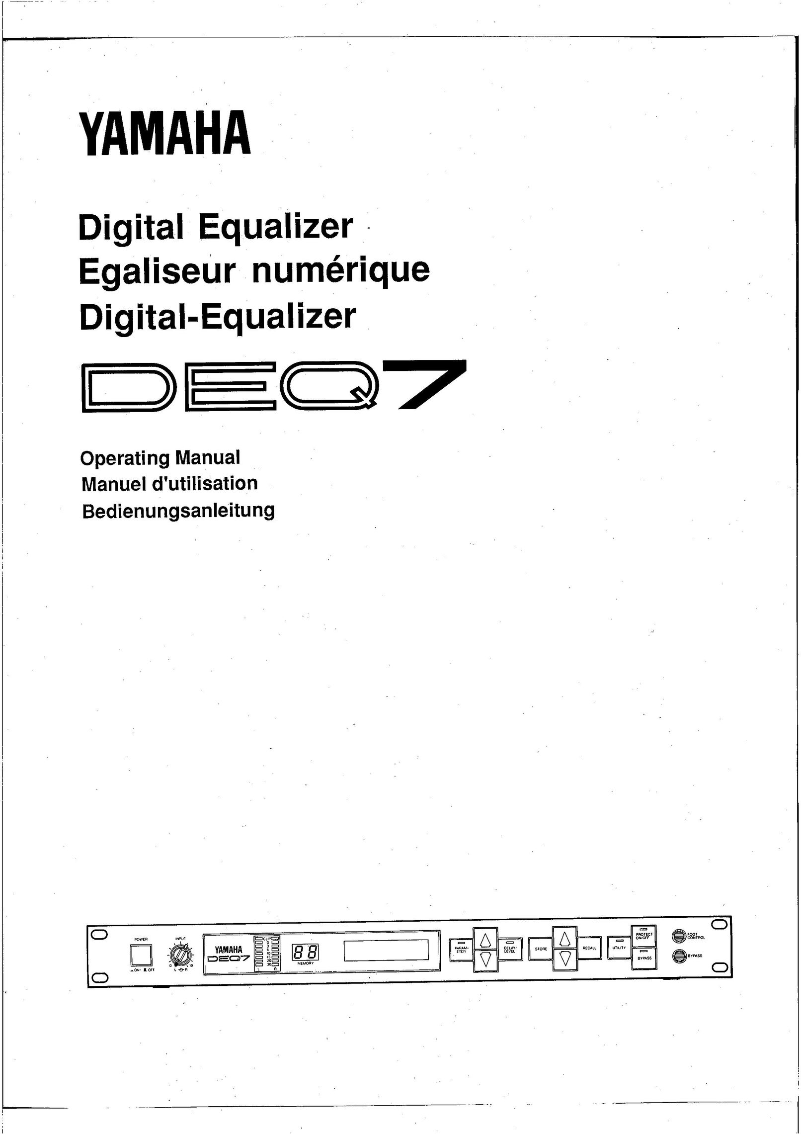 Yamaha DEQ7 Stereo Equalizer User Manual