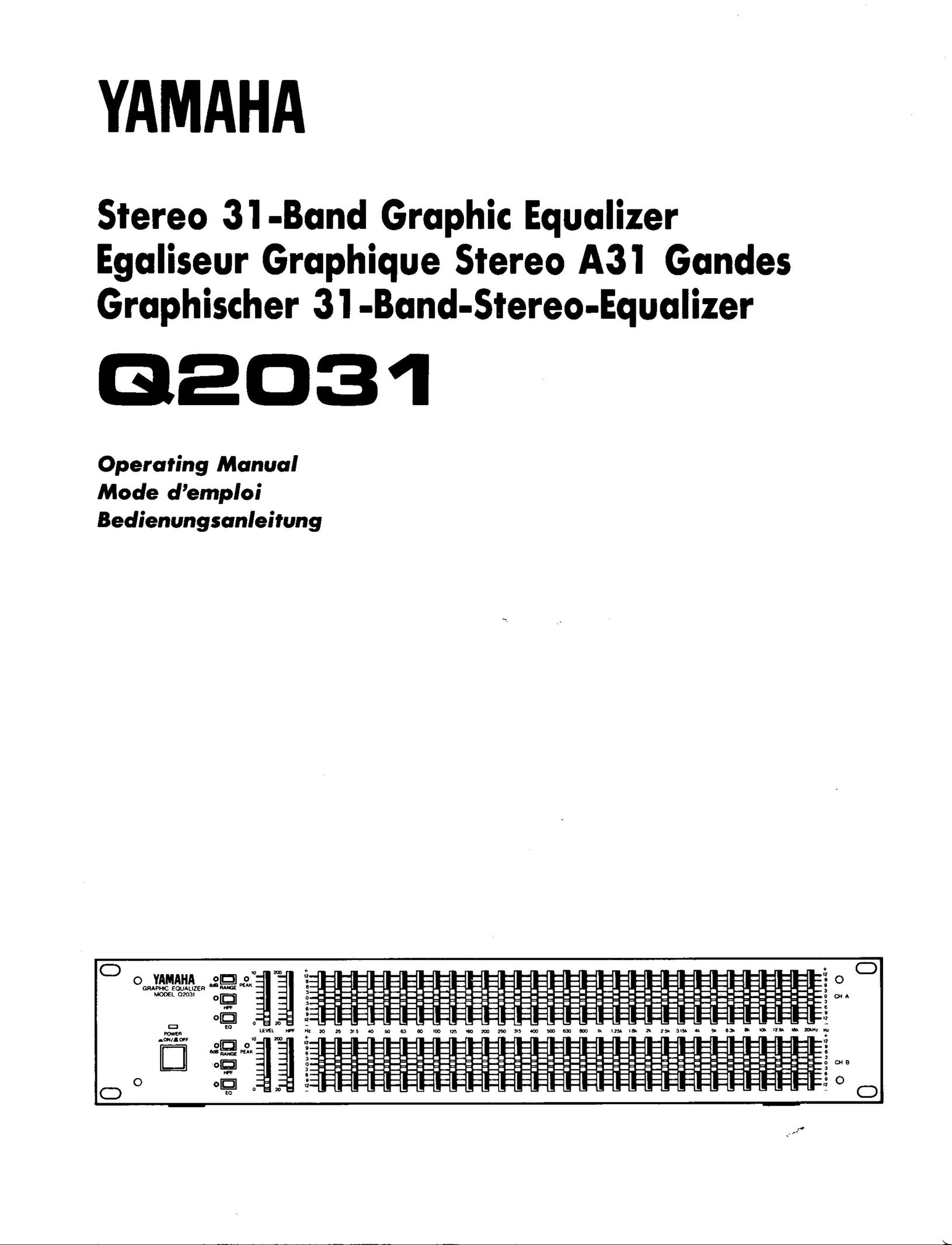 Yamaha Q2031 Stereo Equalizer User Manual
