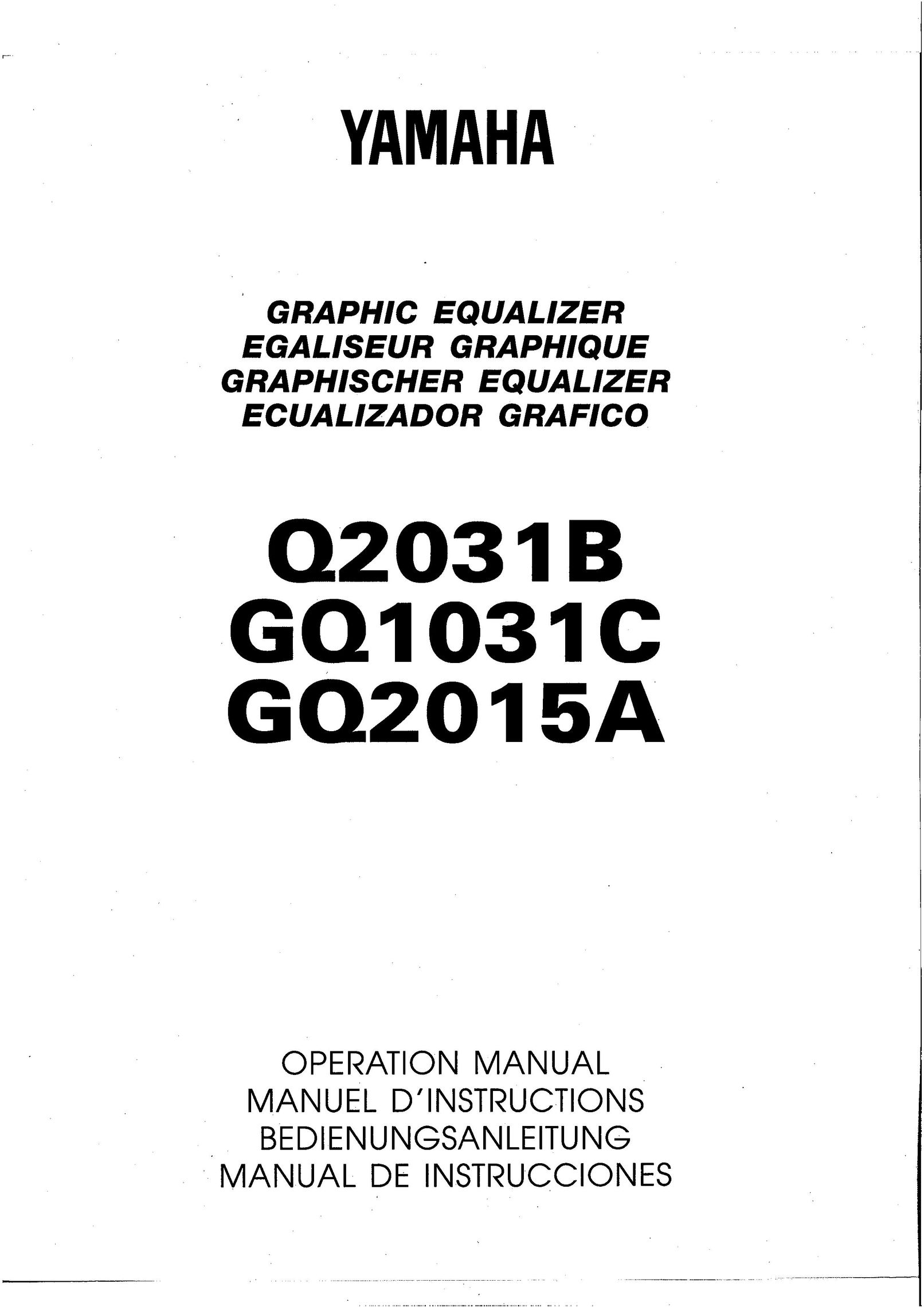 Yamaha Q2031B Stereo Equalizer User Manual