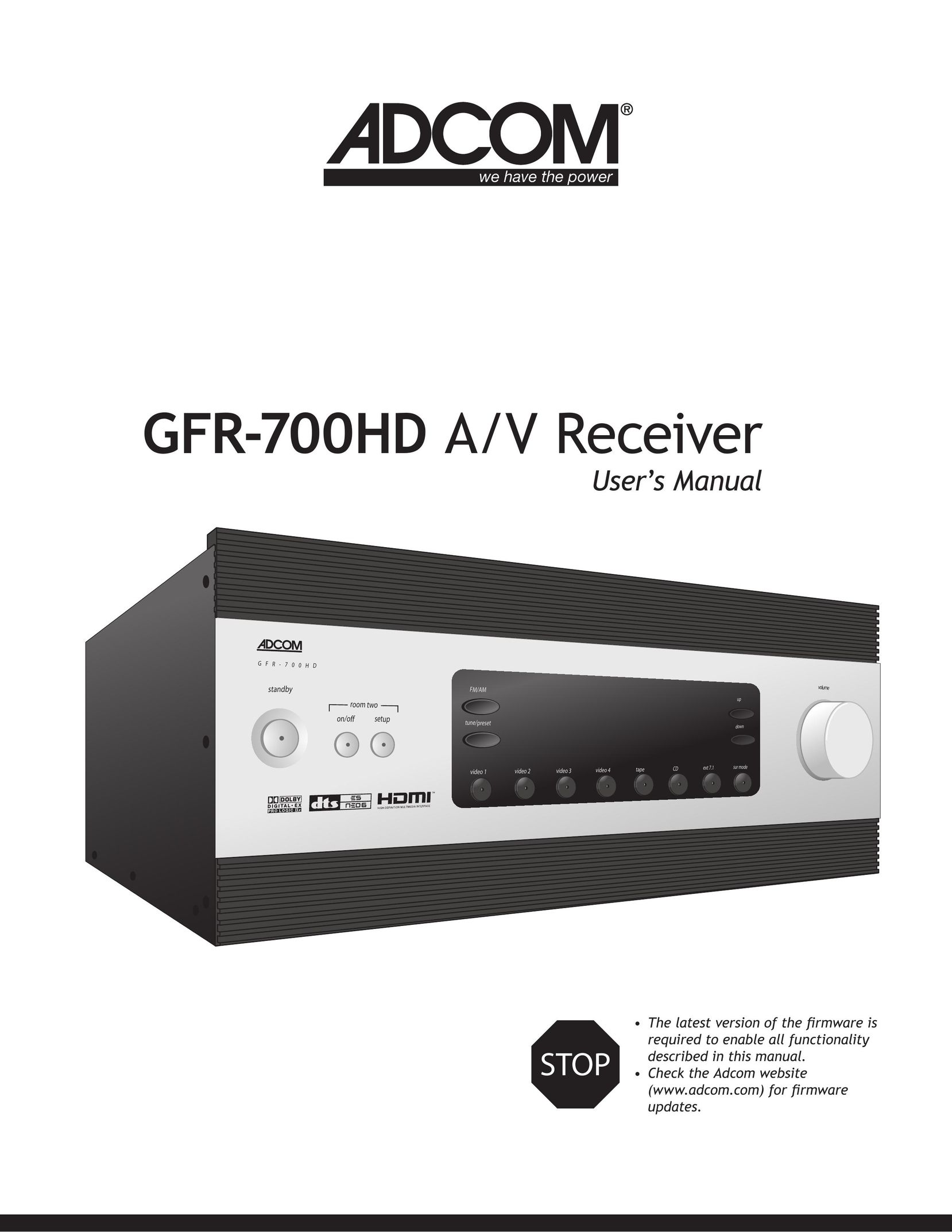 Adcom GFR-700HD Stereo Receiver User Manual