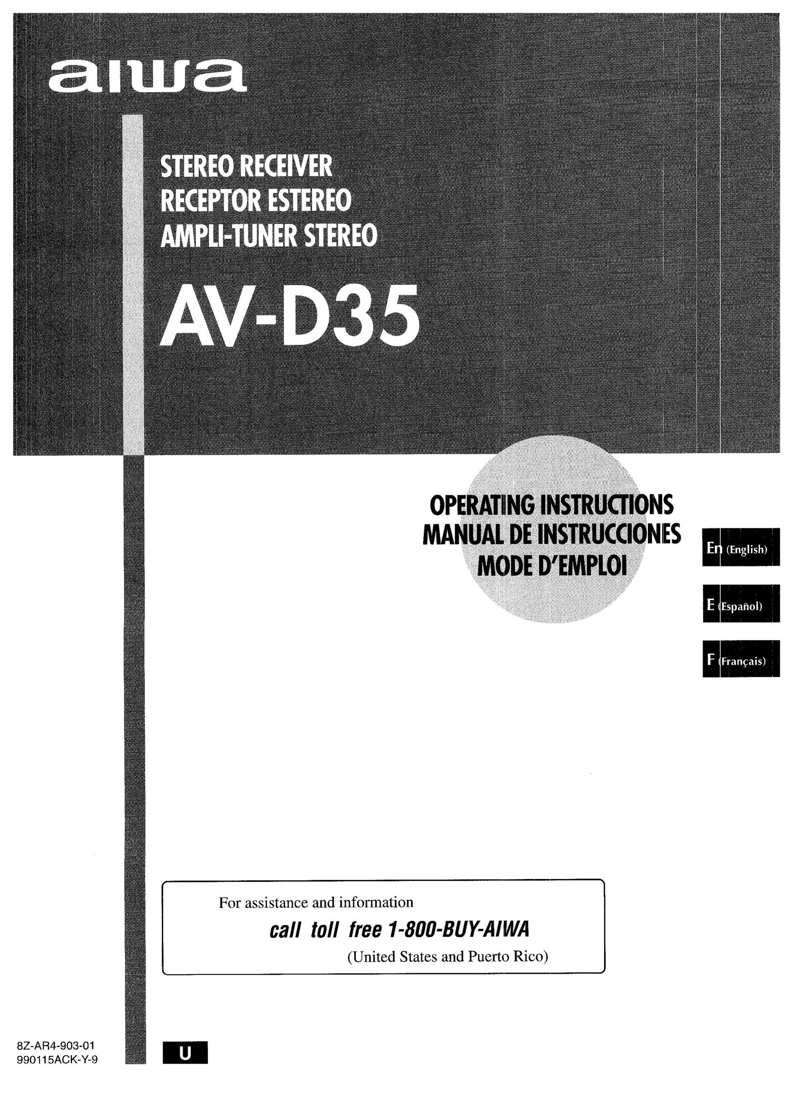 Aiwa AV-D35 Stereo Receiver User Manual