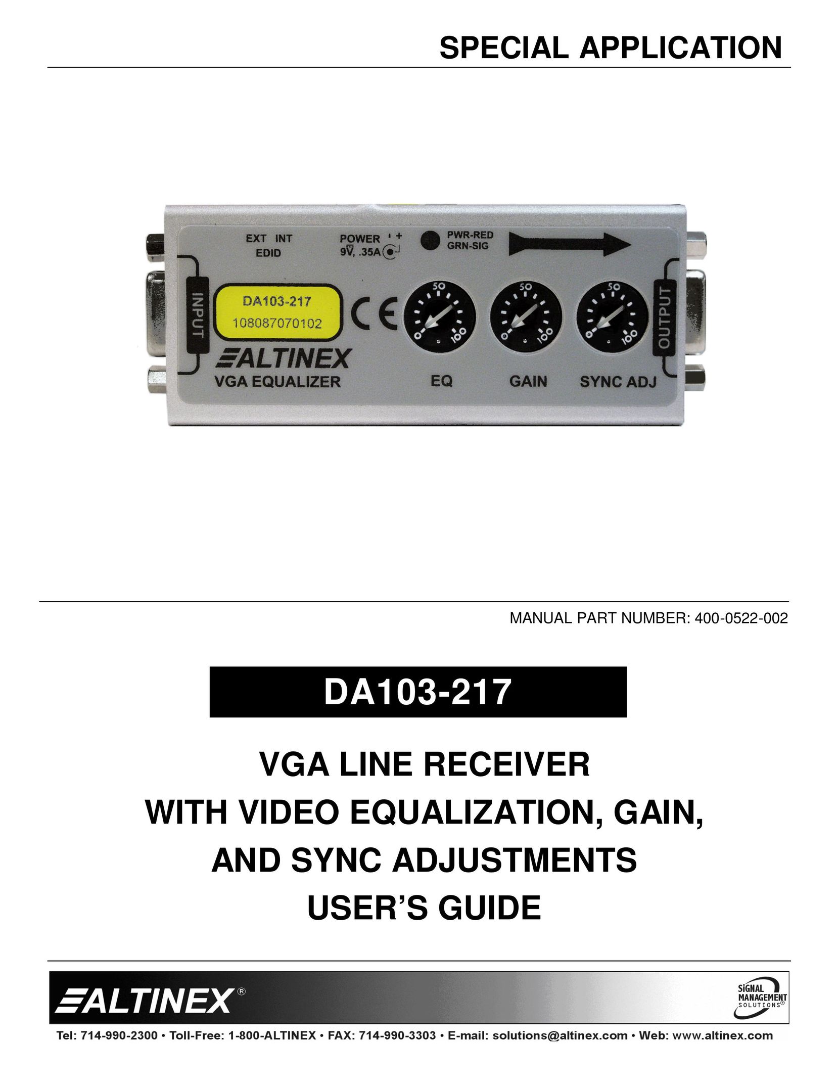 Altinex DA103-217 Stereo Receiver User Manual