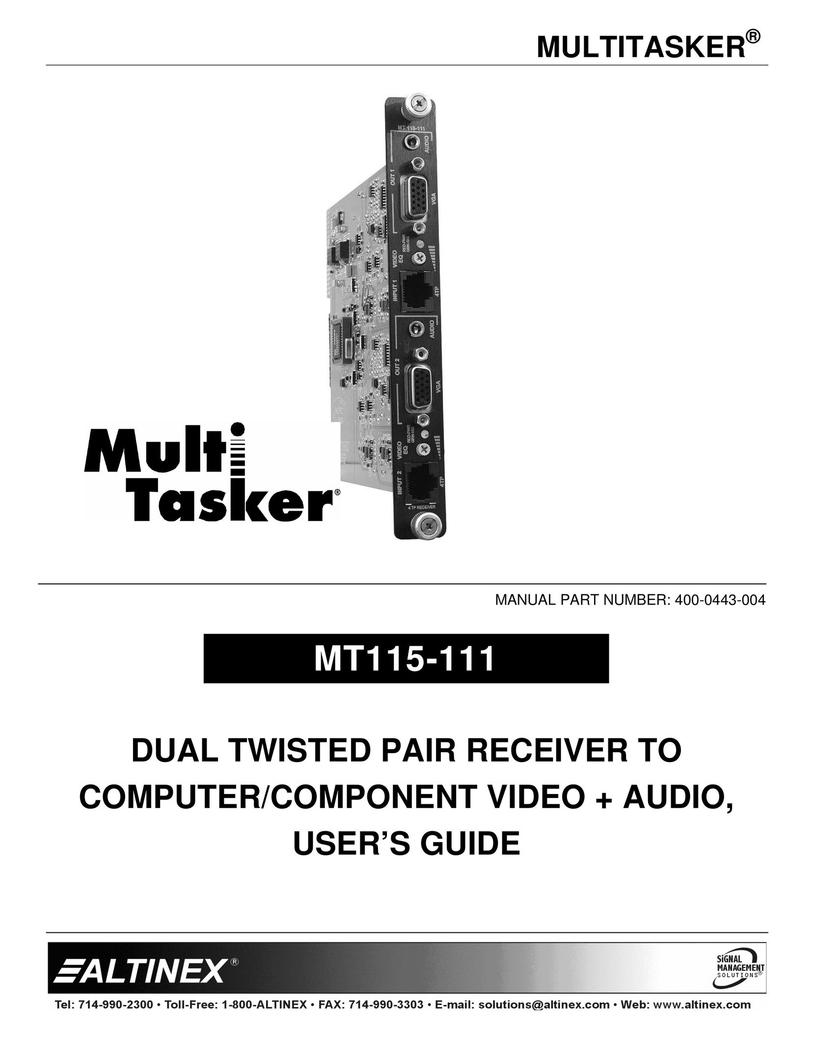 Altinex MT115-111 Stereo Receiver User Manual