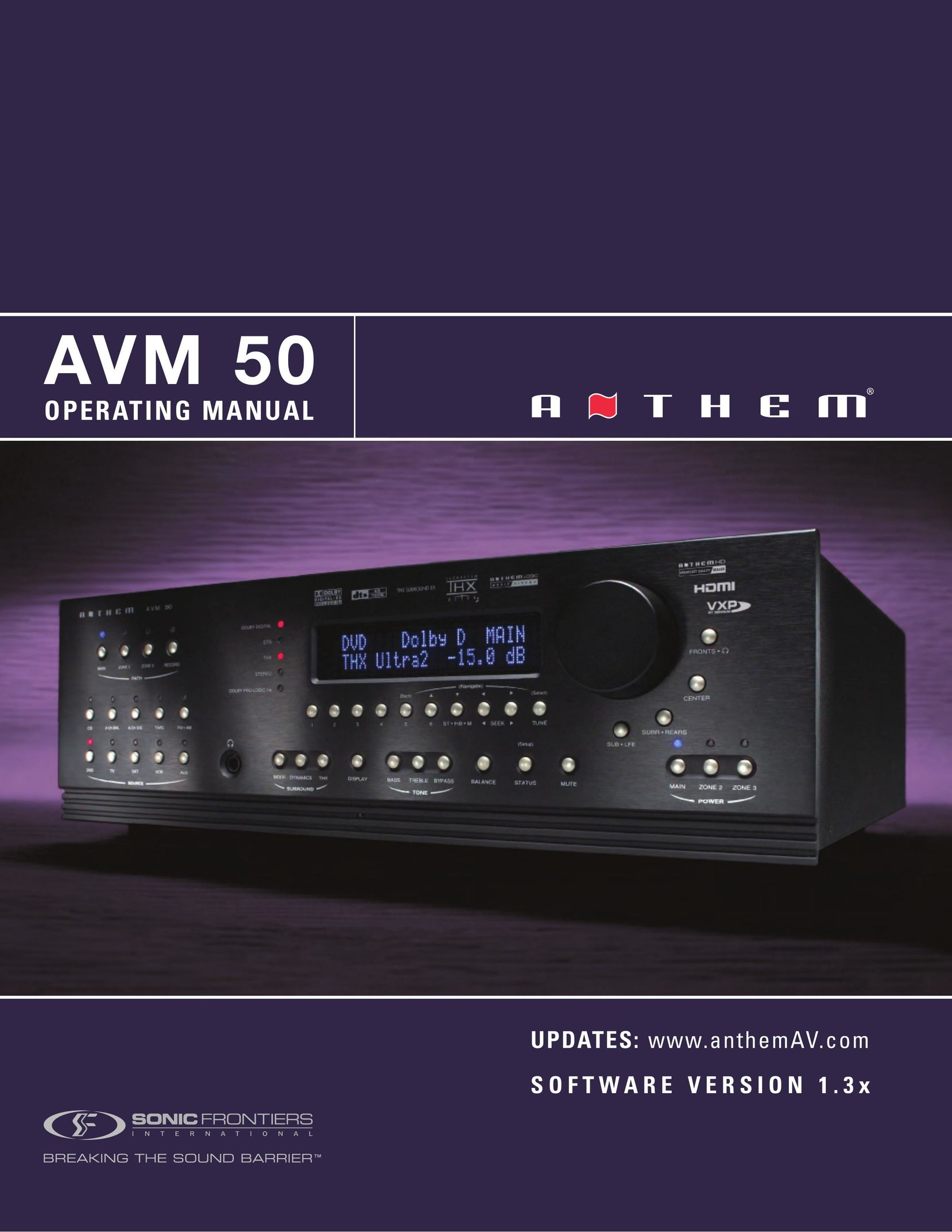 Anthem Audio AVM 50 Stereo Receiver User Manual