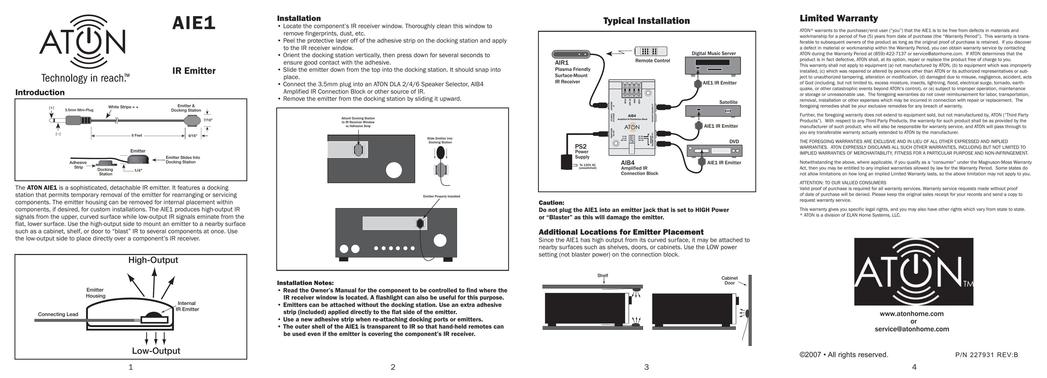 ATON AIE1 Stereo Receiver User Manual