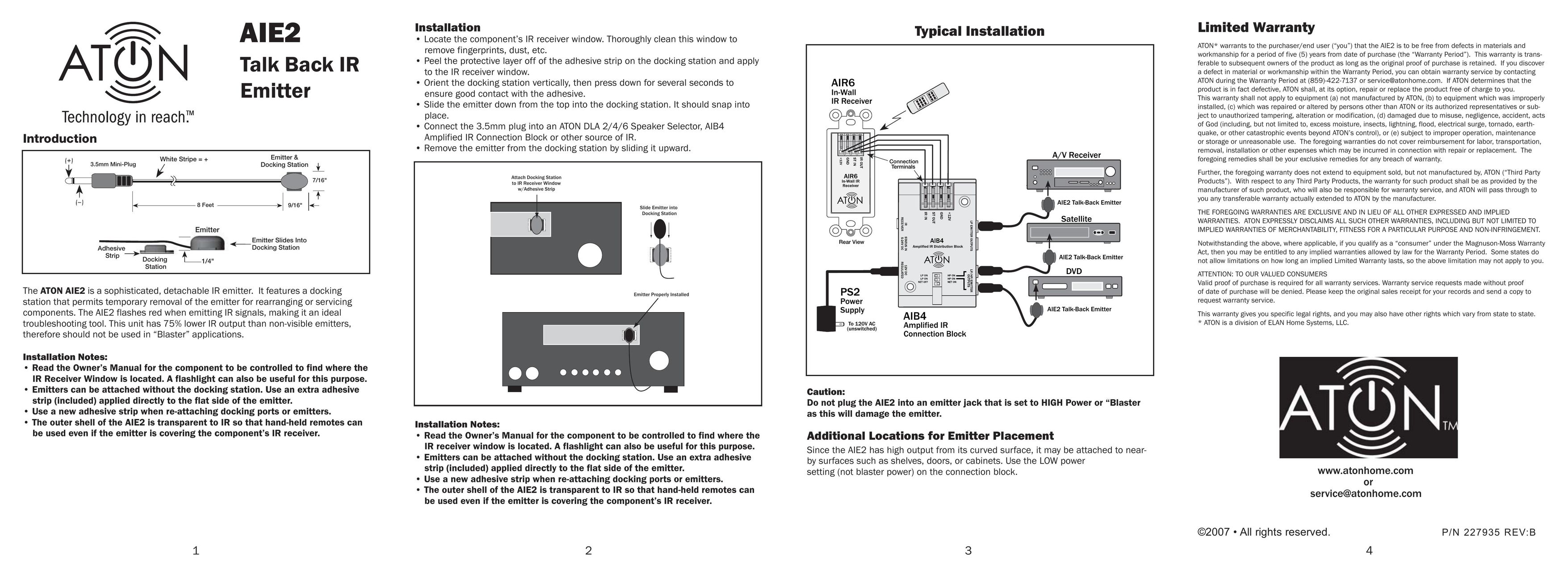 ATON AIE2 Stereo Receiver User Manual