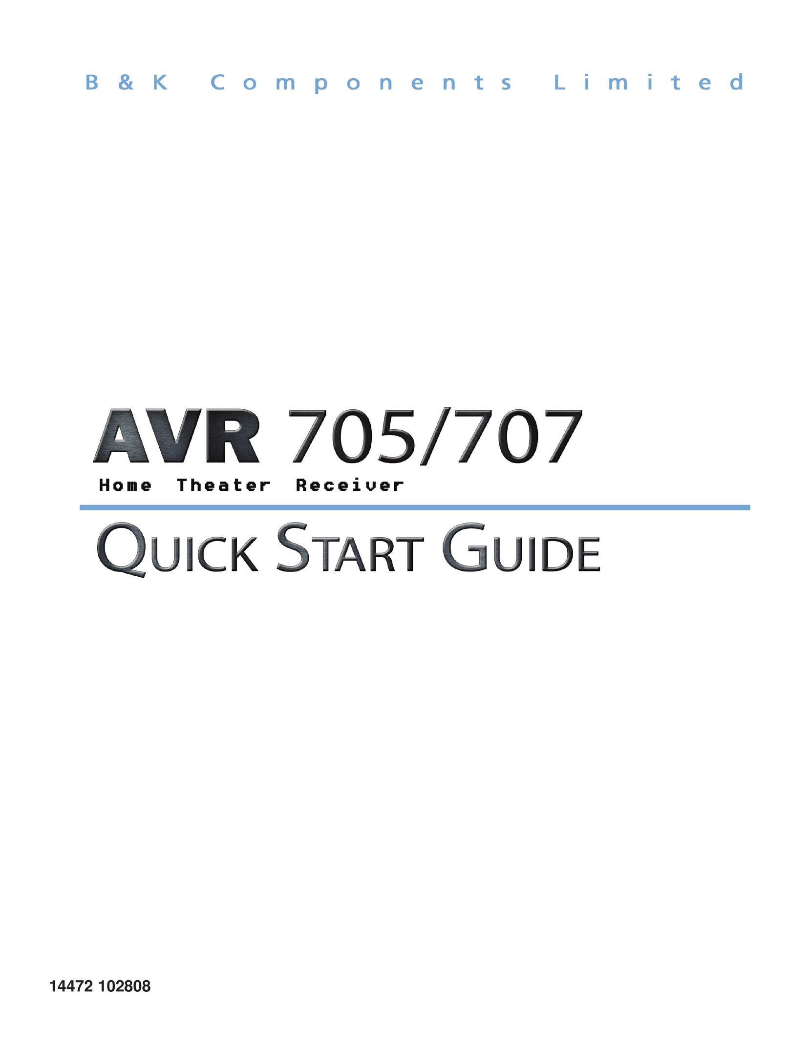 B&K AVR 707/705 Stereo Receiver User Manual