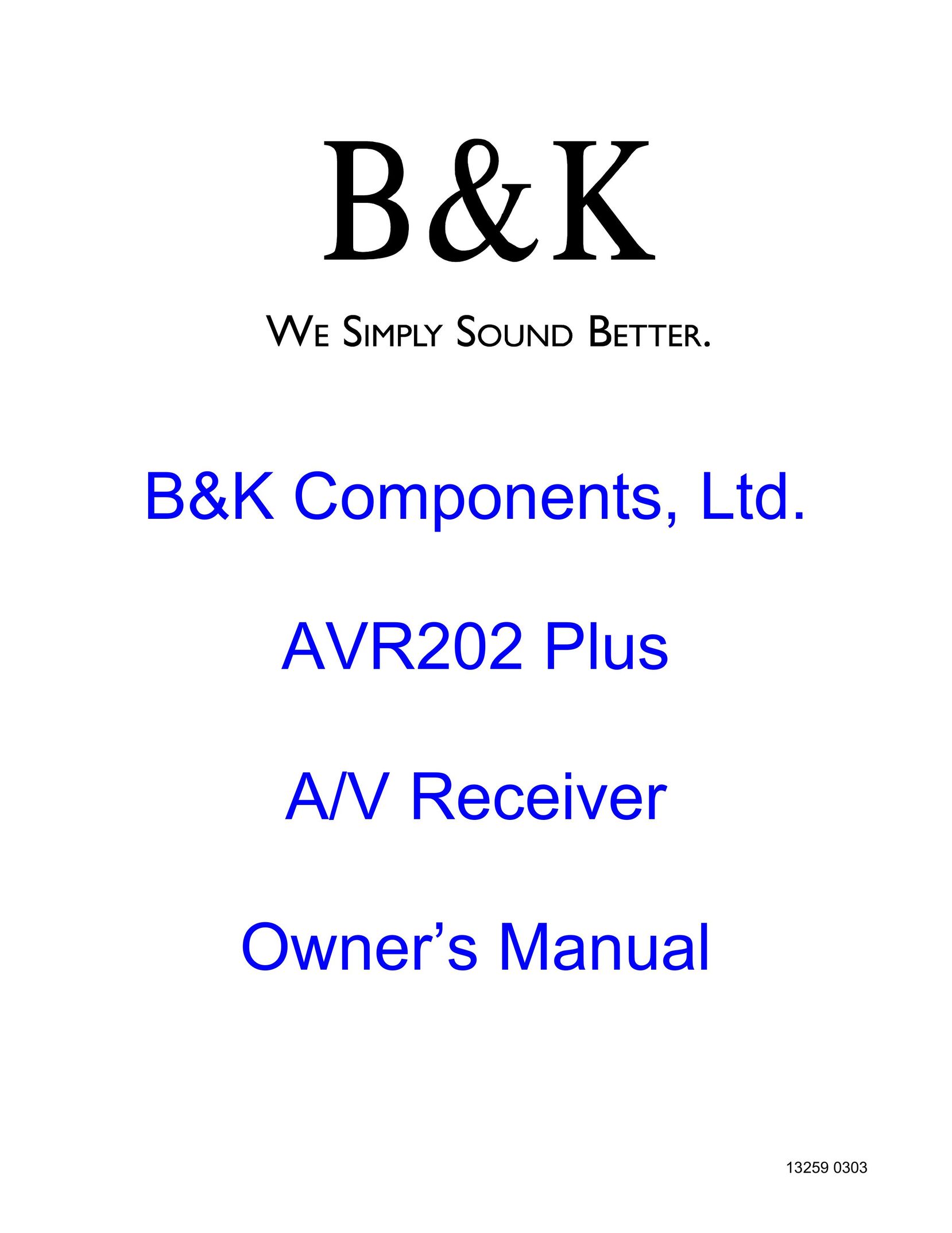 B&K AVR202 Plus Stereo Receiver User Manual