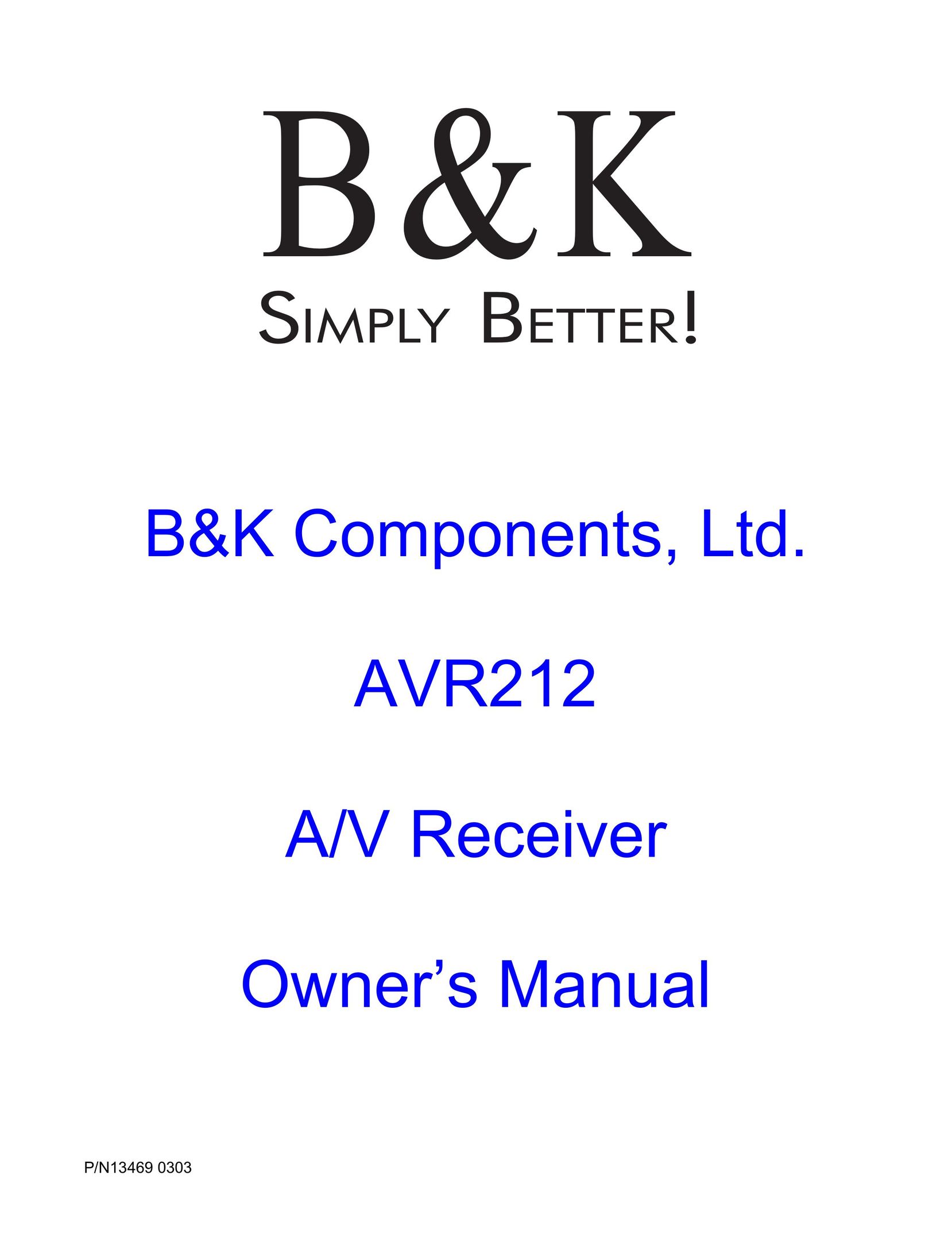 B&K AVR212 Stereo Receiver User Manual