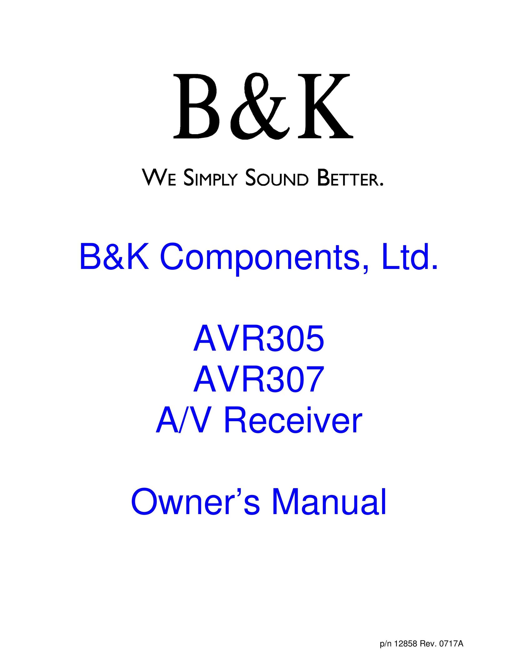 B&K AVR305 Stereo Receiver User Manual