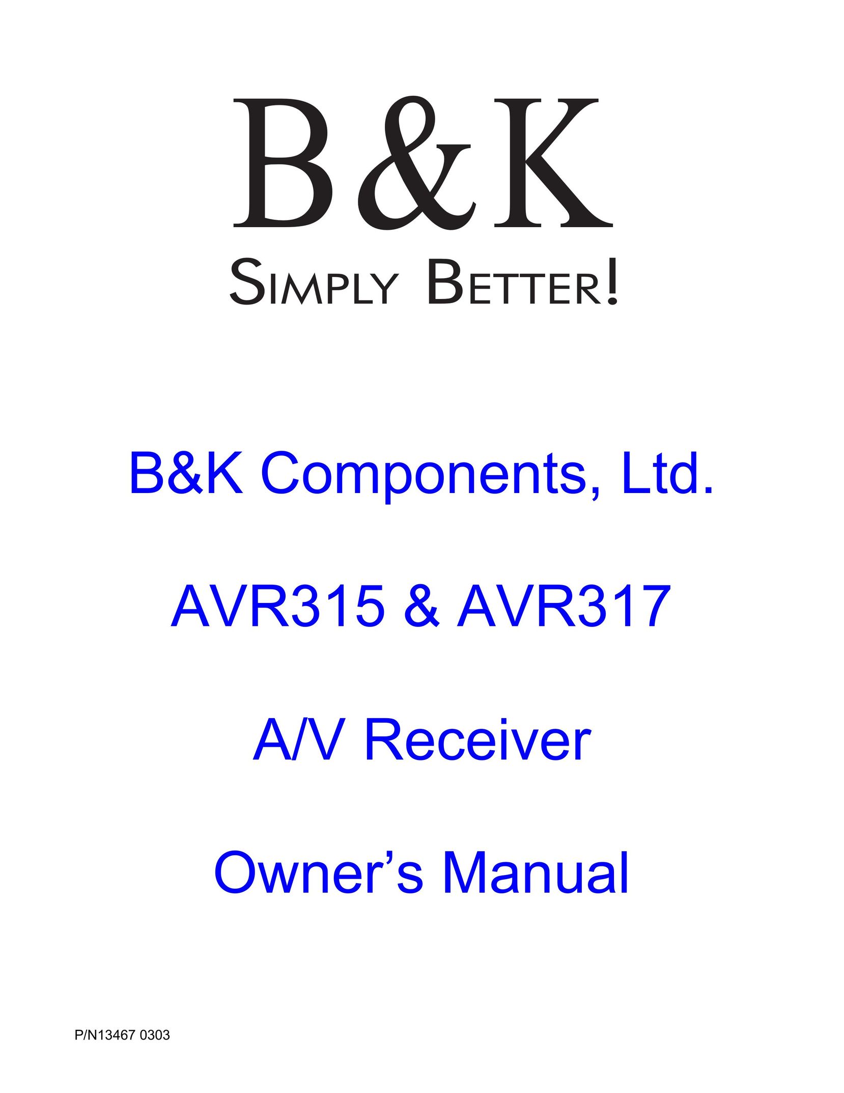 B&K AVR315 Stereo Receiver User Manual