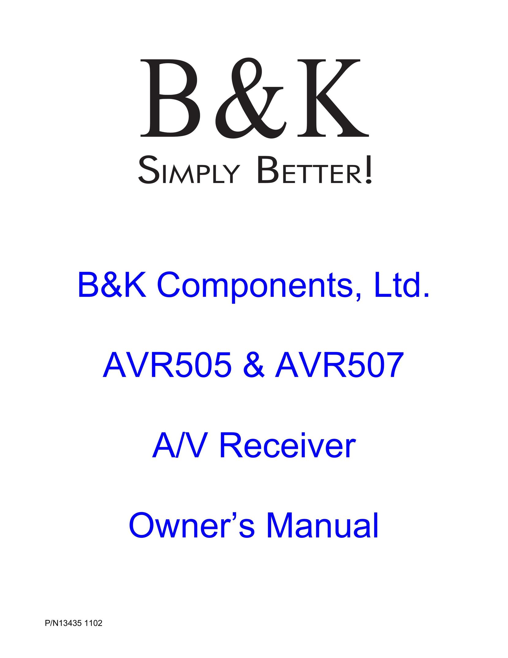 B&K AVR505 Stereo Receiver User Manual