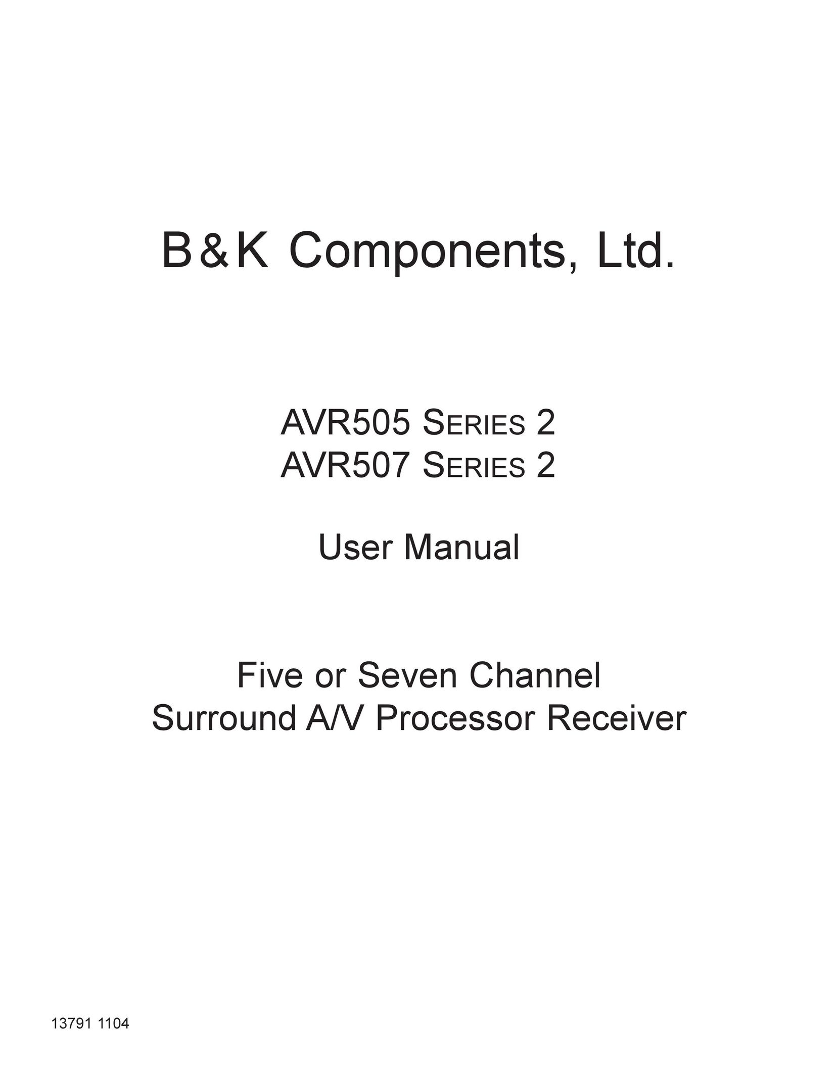 B&K AVR505 SERIES 2 Stereo Receiver User Manual