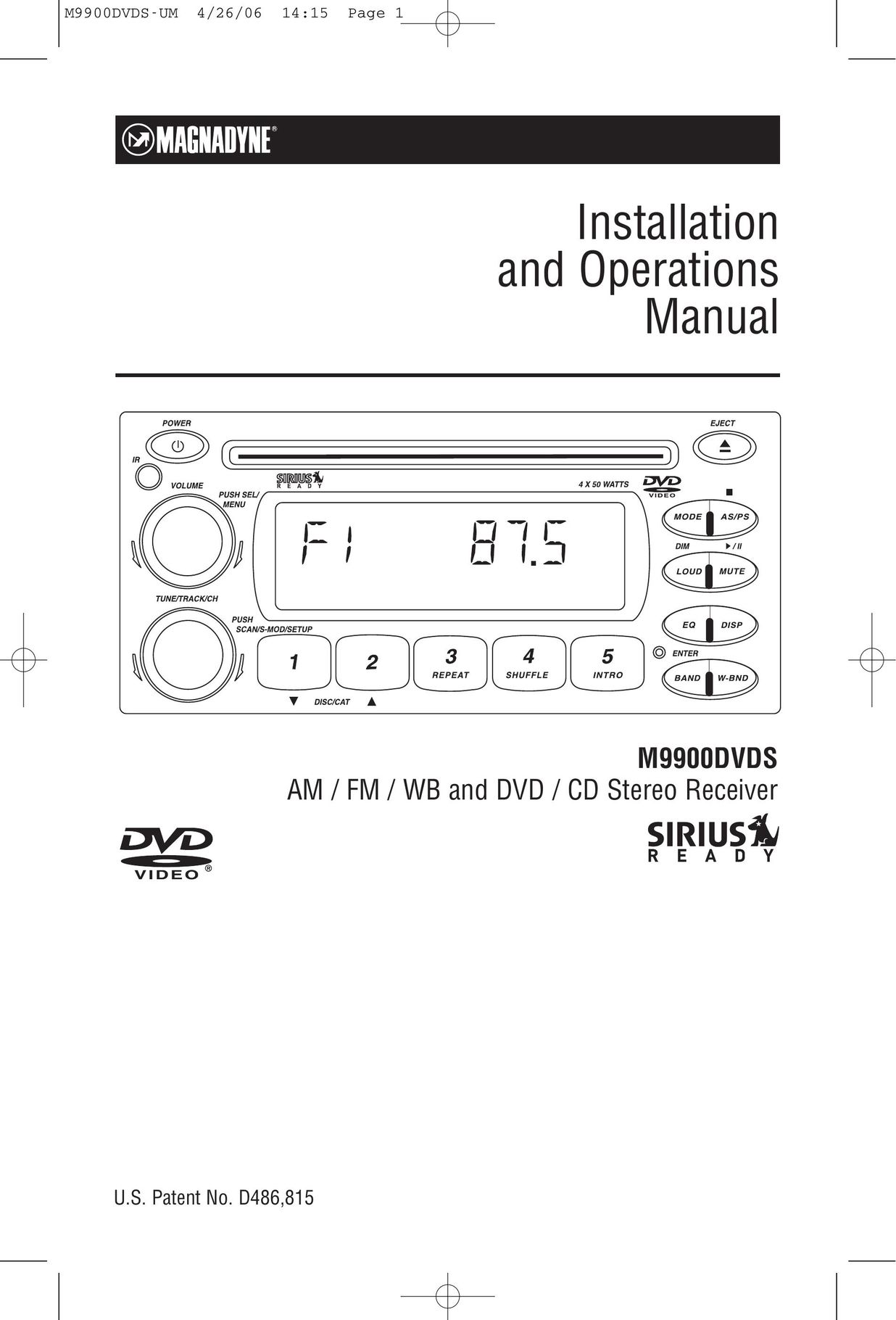 Carbine M9900DVDS Stereo Receiver User Manual