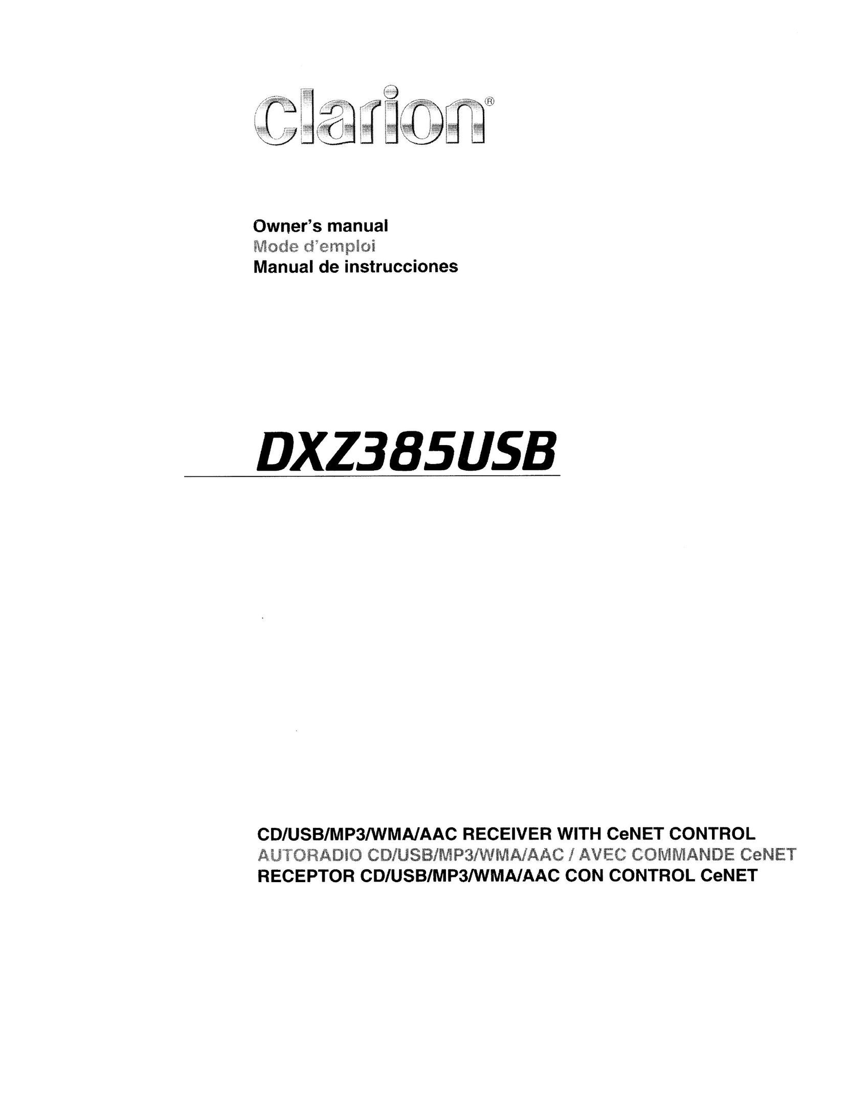Clarion DXZ385US8 Stereo Receiver User Manual