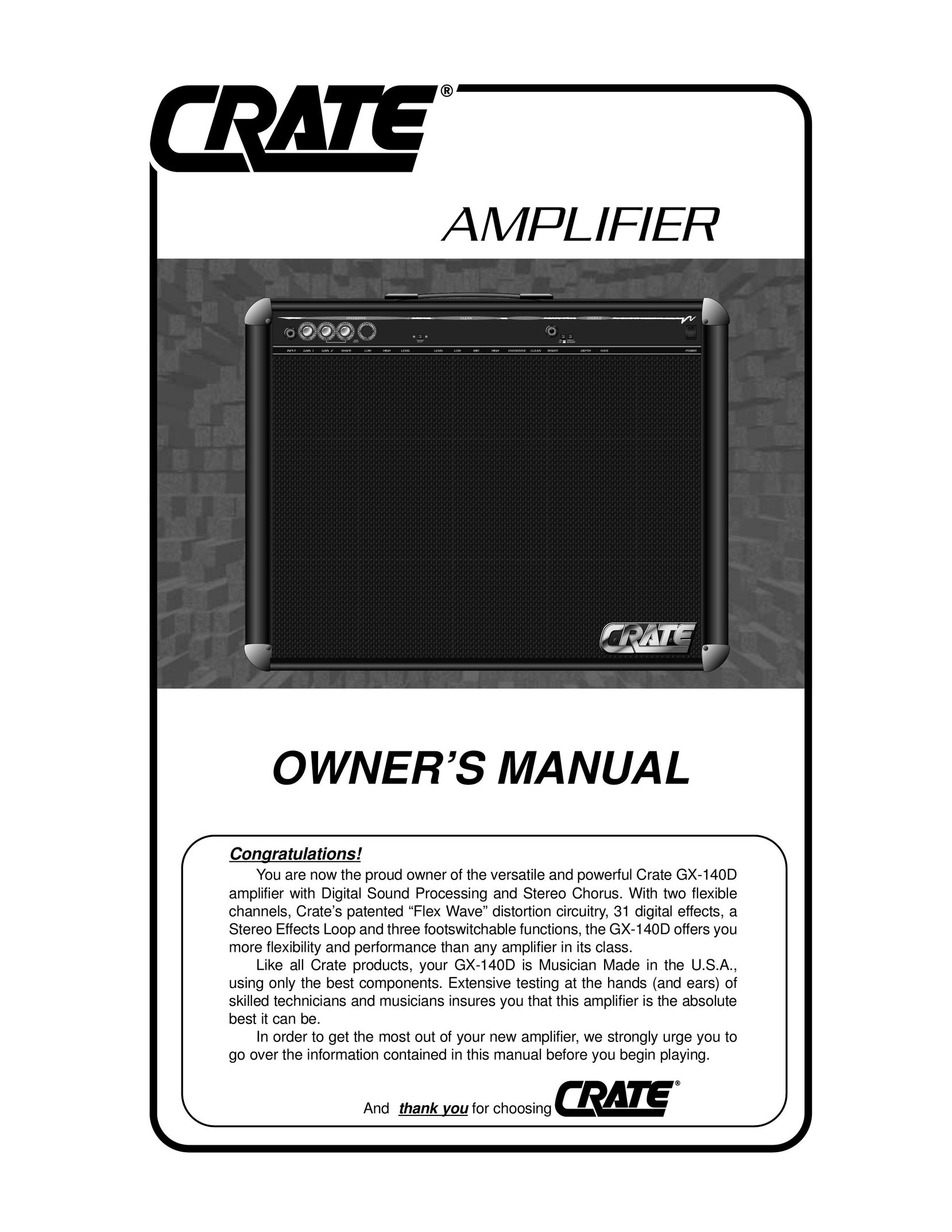 Crate Amplifiers GX-140D Stereo Receiver User Manual