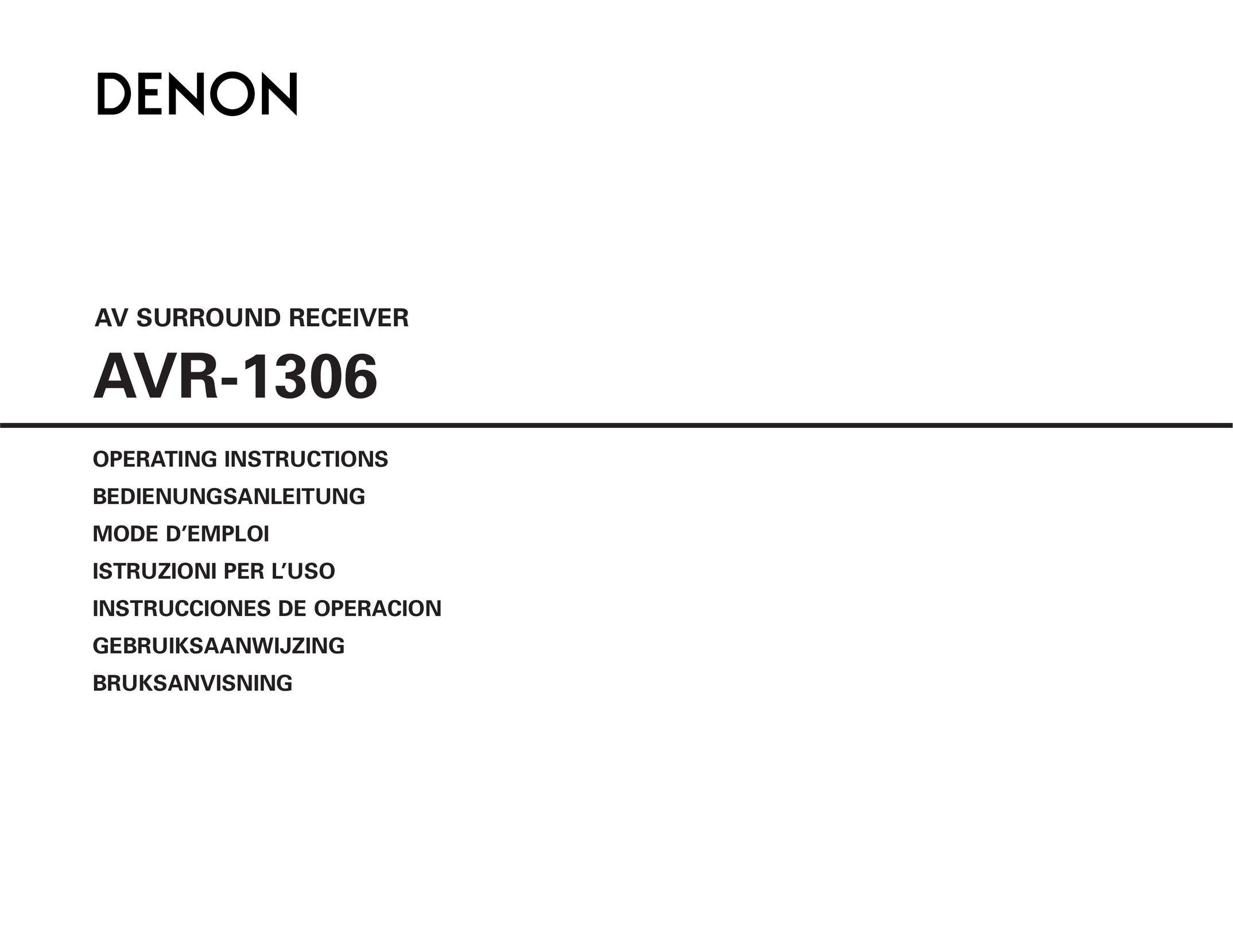 Denon AVR-1306 Stereo Receiver User Manual