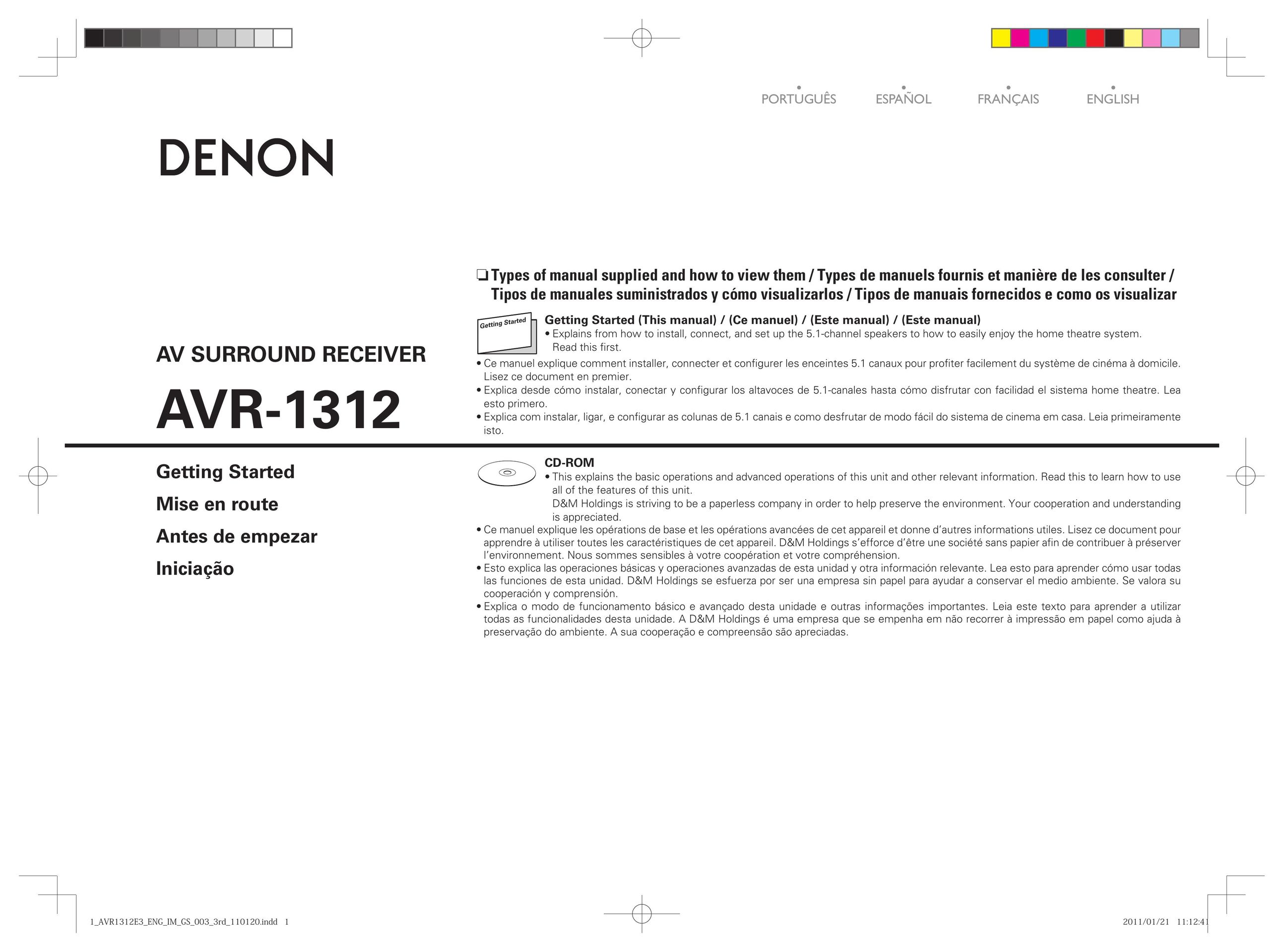 Denon AVR-1312 Stereo Receiver User Manual