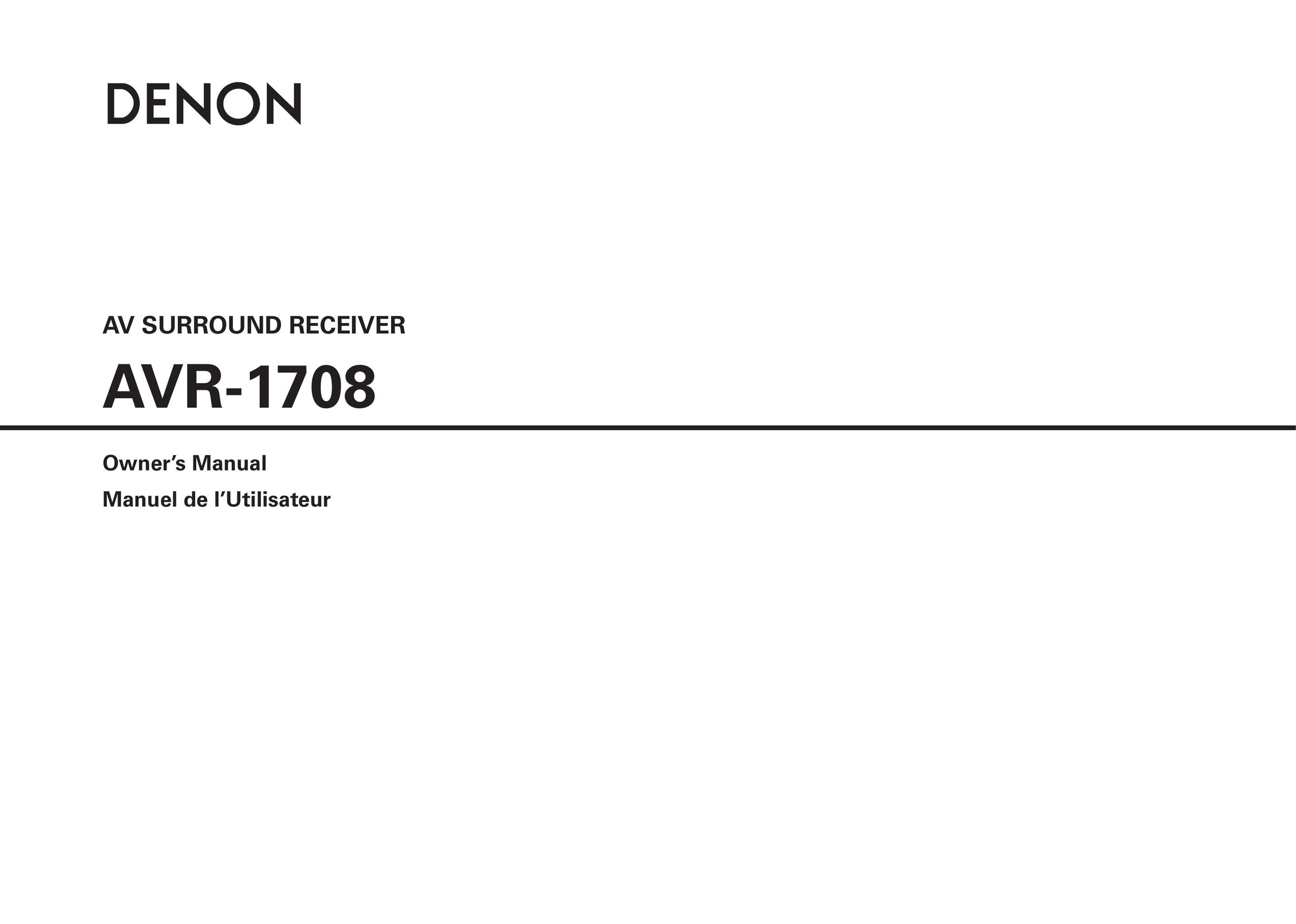 Denon AVR-1708 Stereo Receiver User Manual