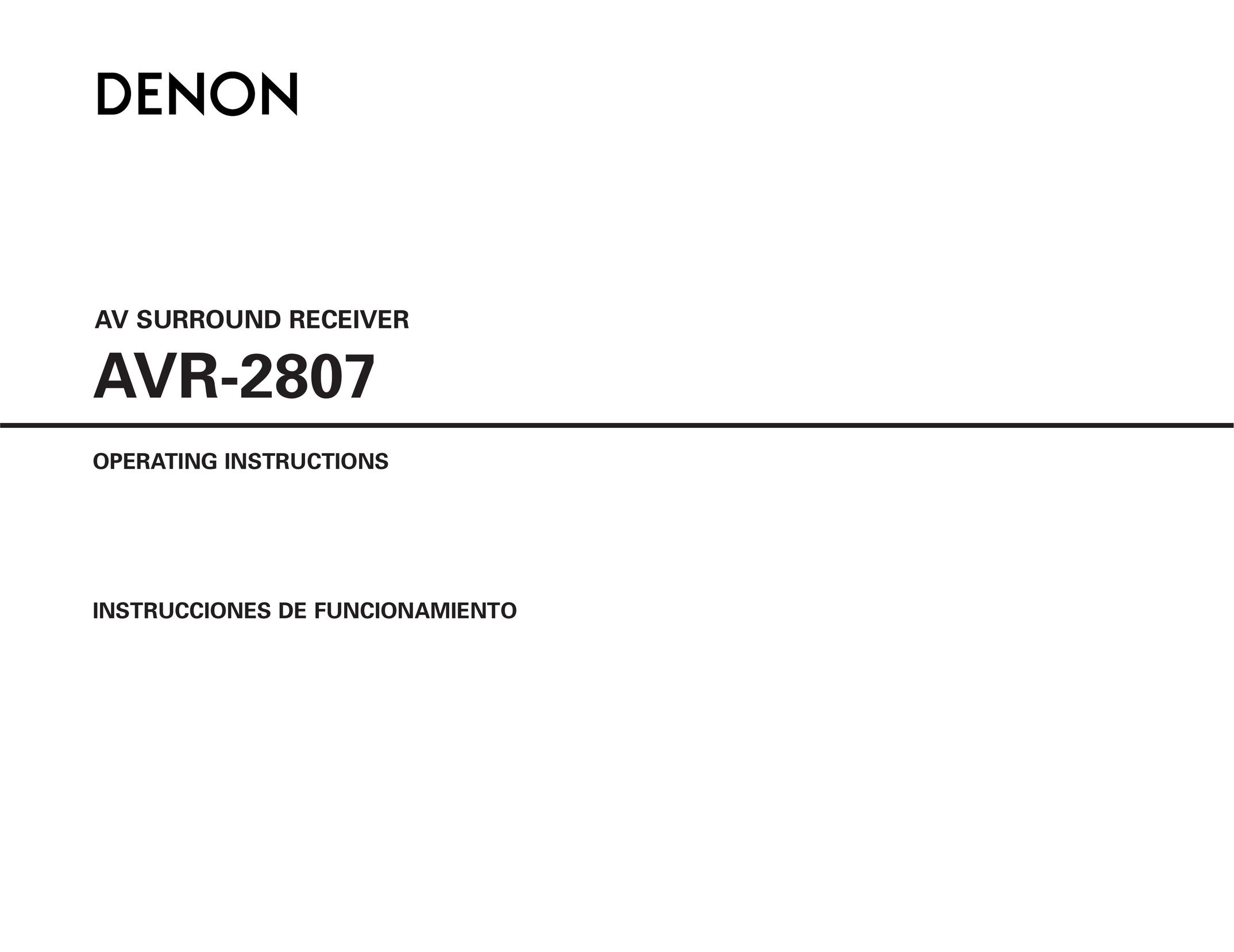 Denon AVR-2807 Stereo Receiver User Manual