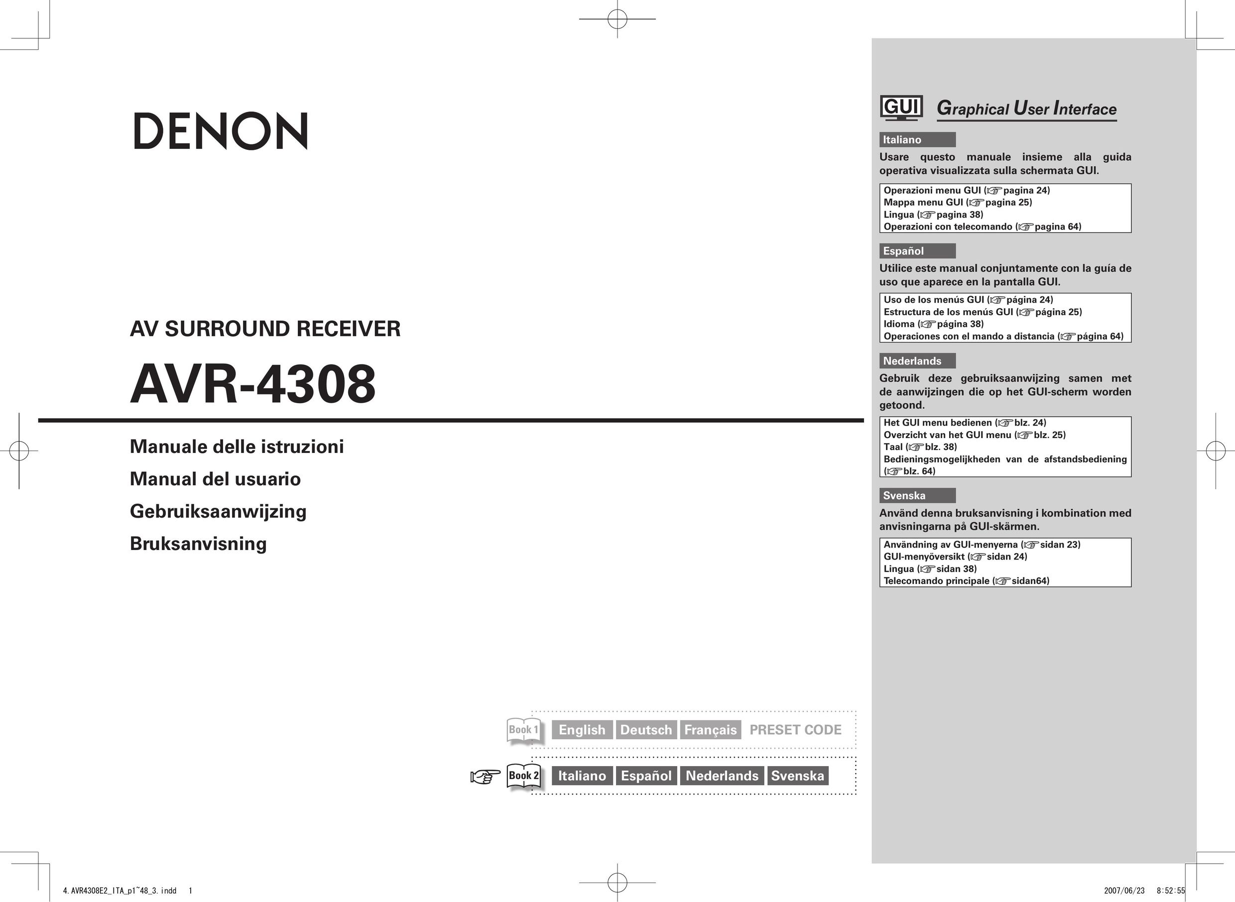Denon AVR-4308 Stereo Receiver User Manual