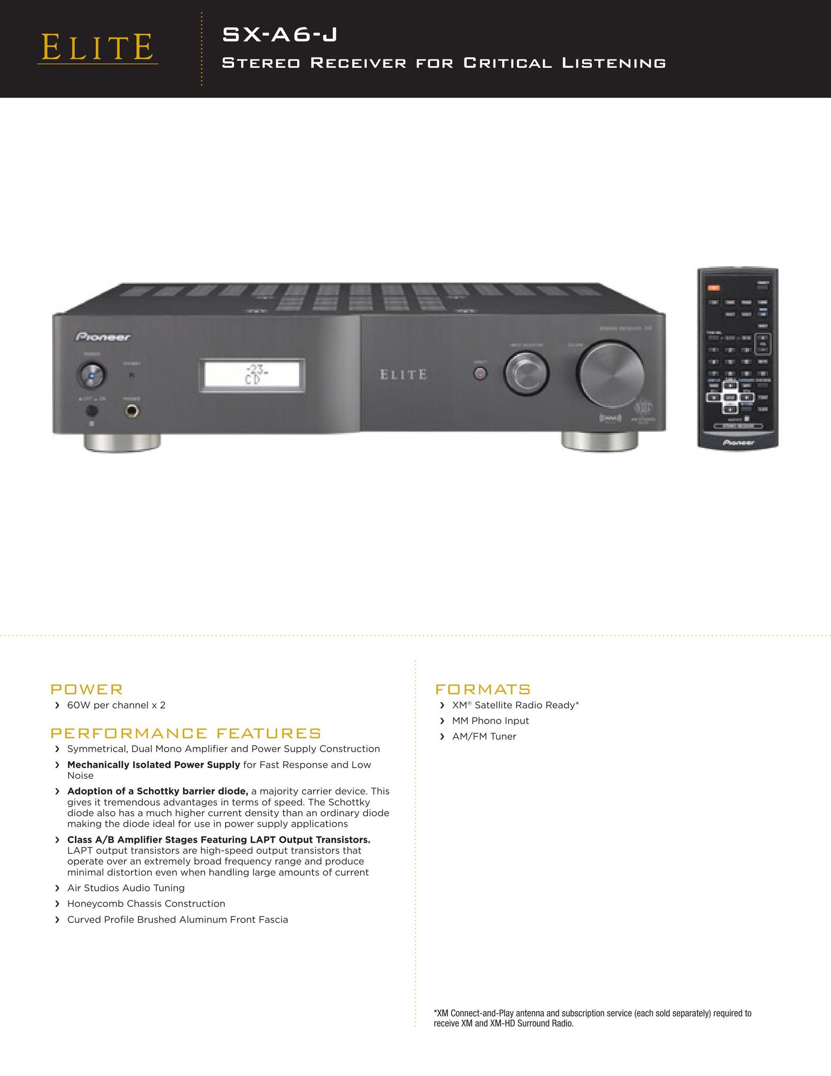 Elite SX-A6-J Stereo Receiver User Manual