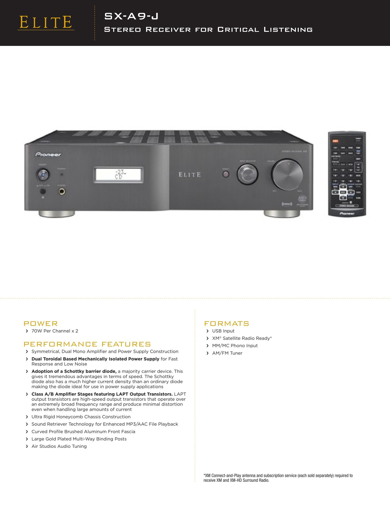 Elite SX-A9-J Stereo Receiver User Manual