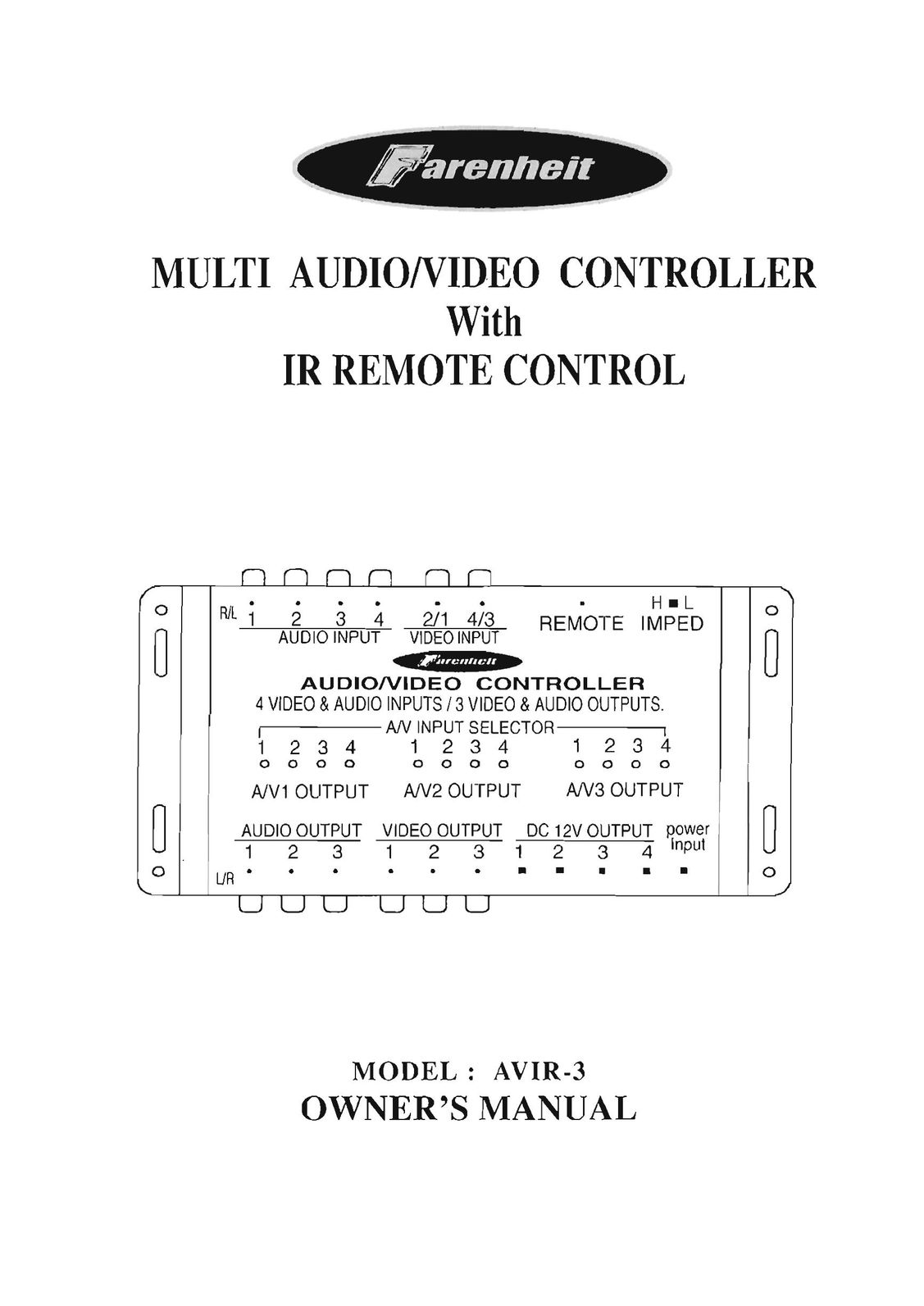 Farenheit Technologies AVIR-3 Stereo Receiver User Manual