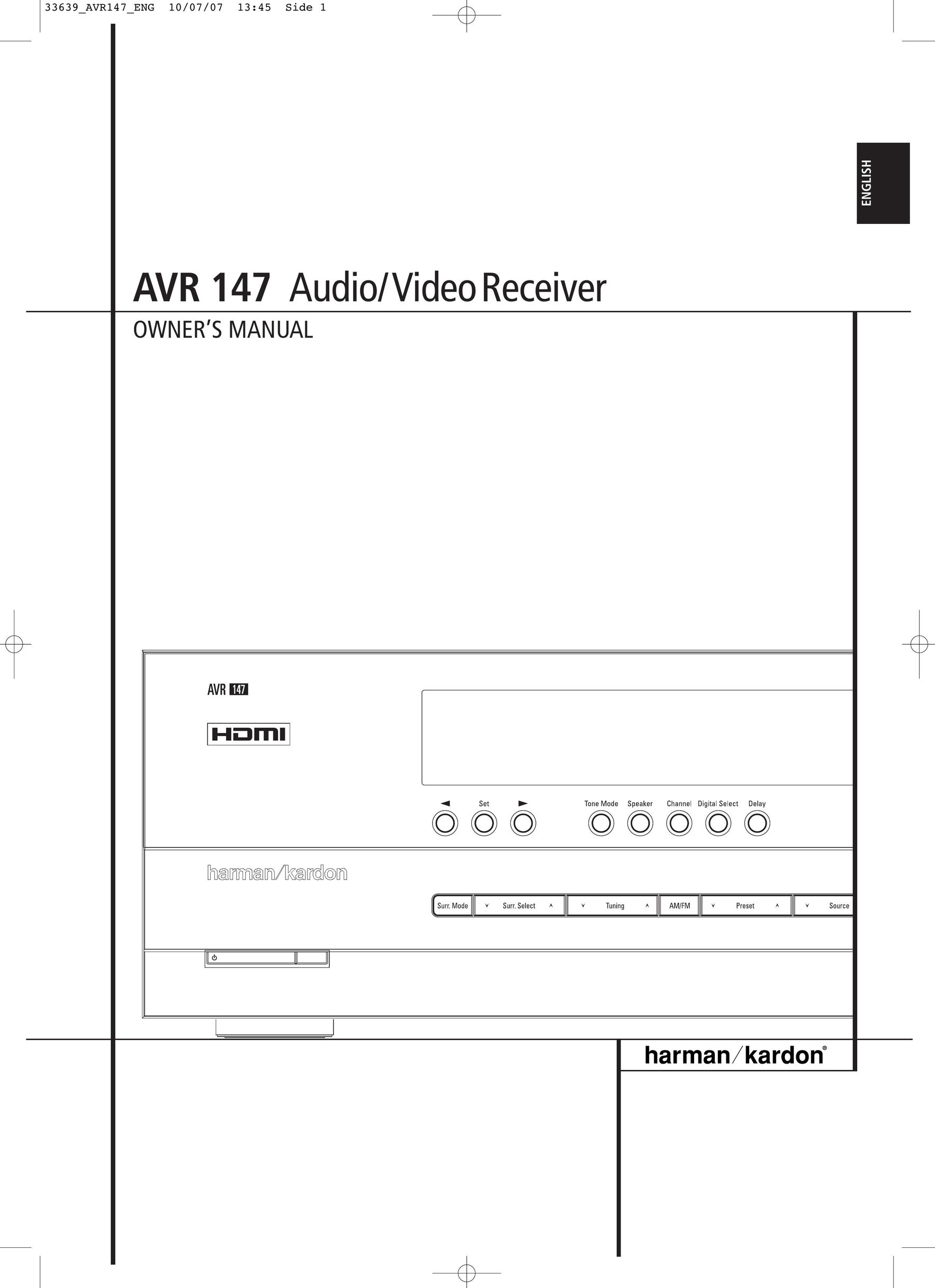 Harman-Kardon AVR 147 Stereo Receiver User Manual
