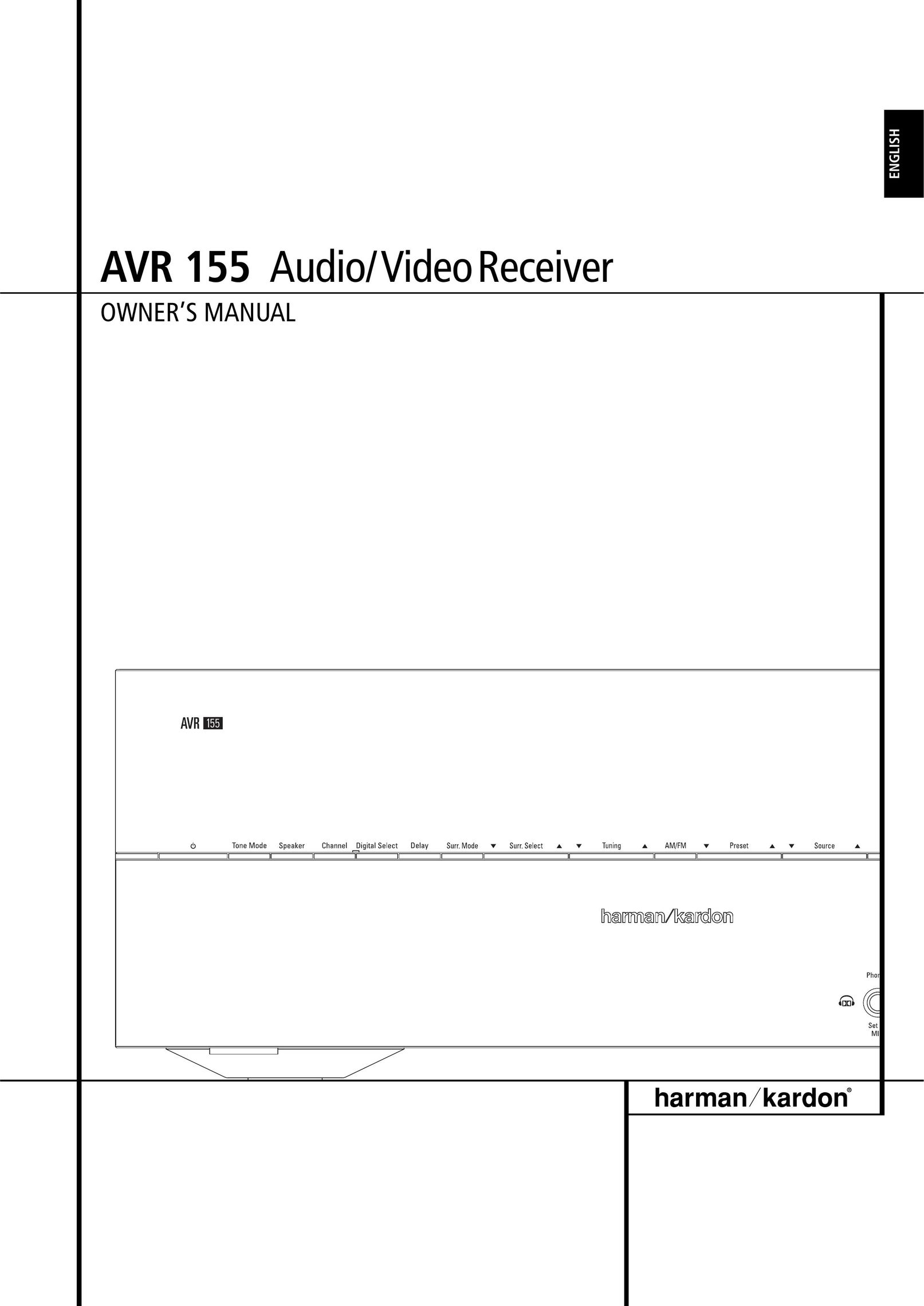 Harman-Kardon AVR 155 Stereo Receiver User Manual