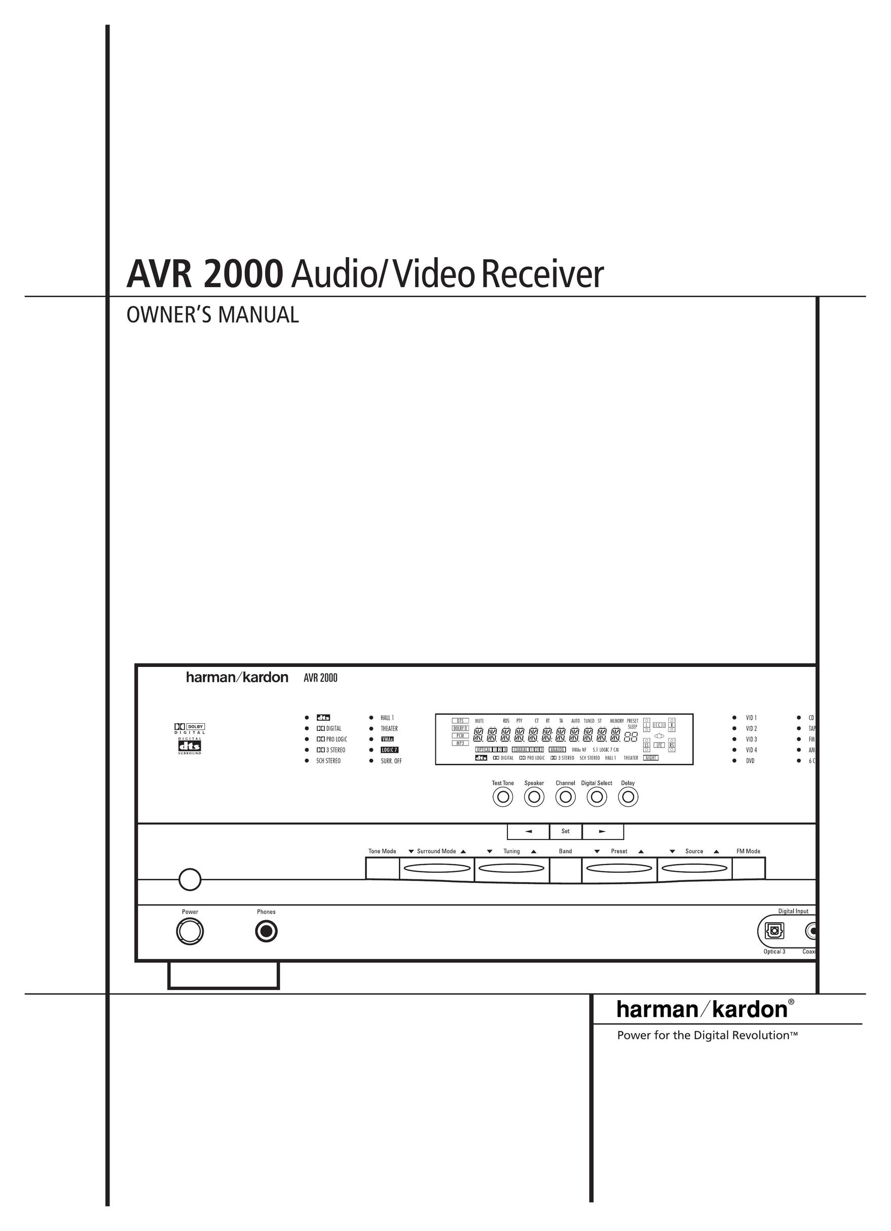 Harman-Kardon AVR 2000 Stereo Receiver User Manual
