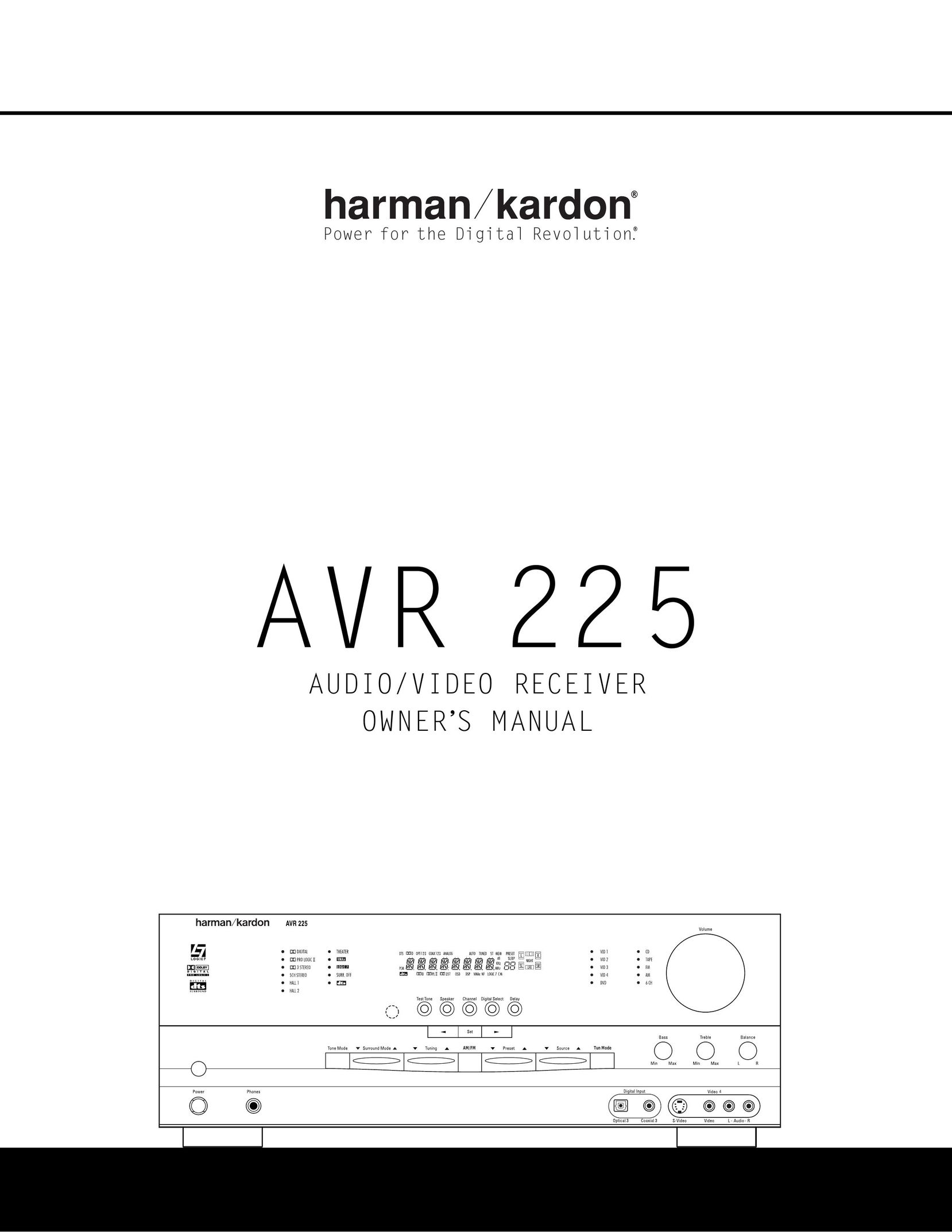 Harman-Kardon AVR 225 Stereo Receiver User Manual