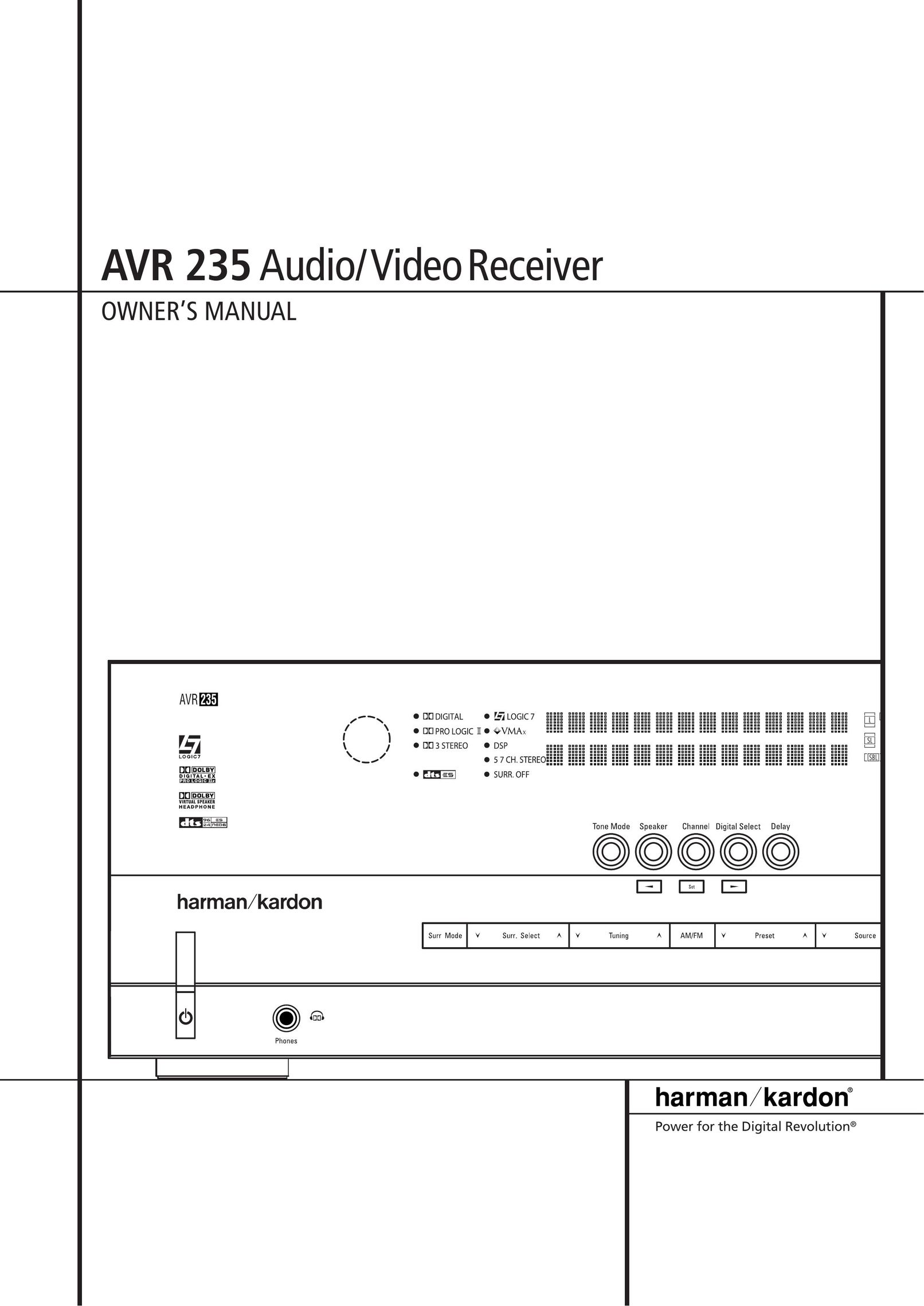 Harman-Kardon AVR 235 Stereo Receiver User Manual