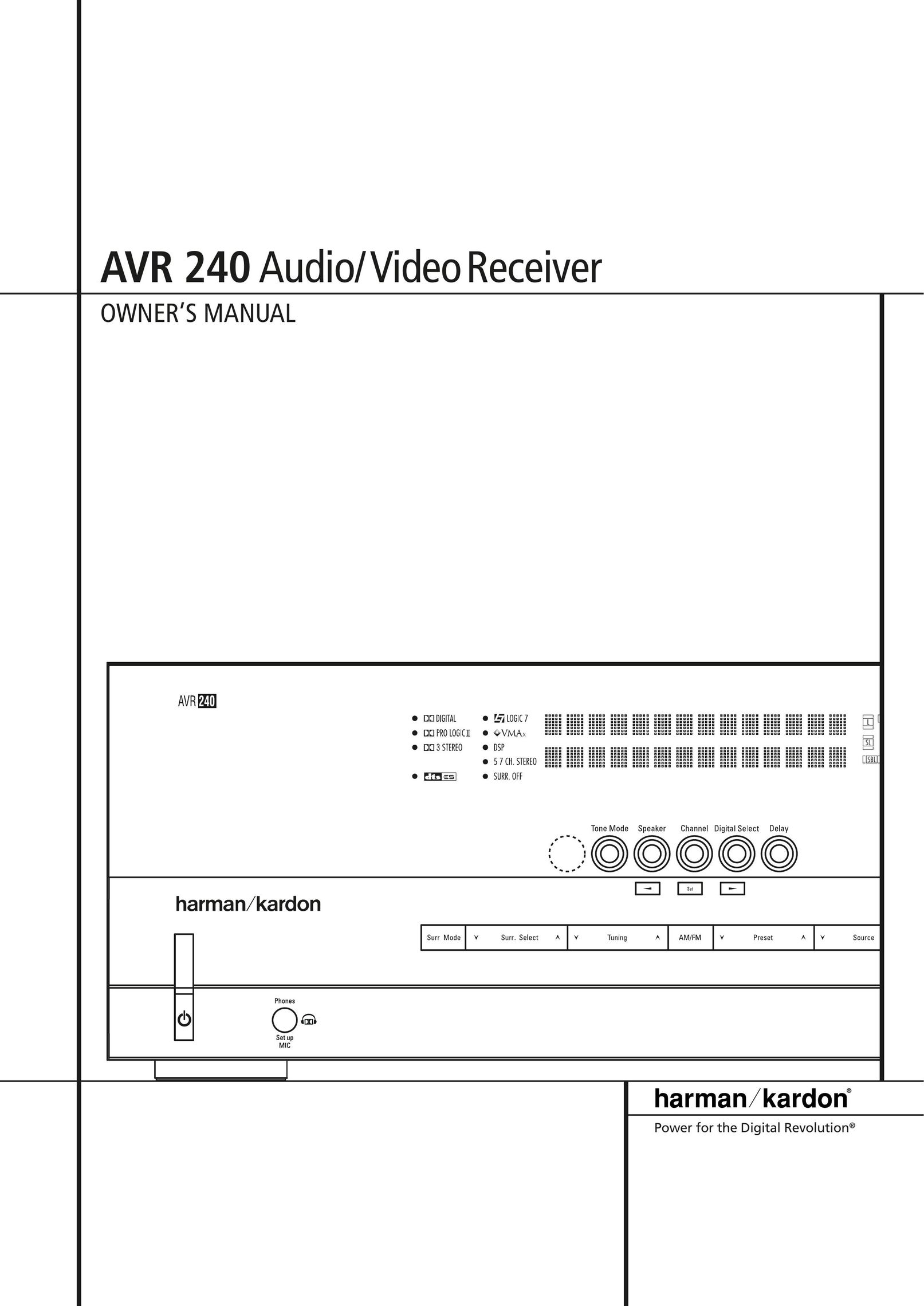 Harman-Kardon AVR 240 Stereo Receiver User Manual