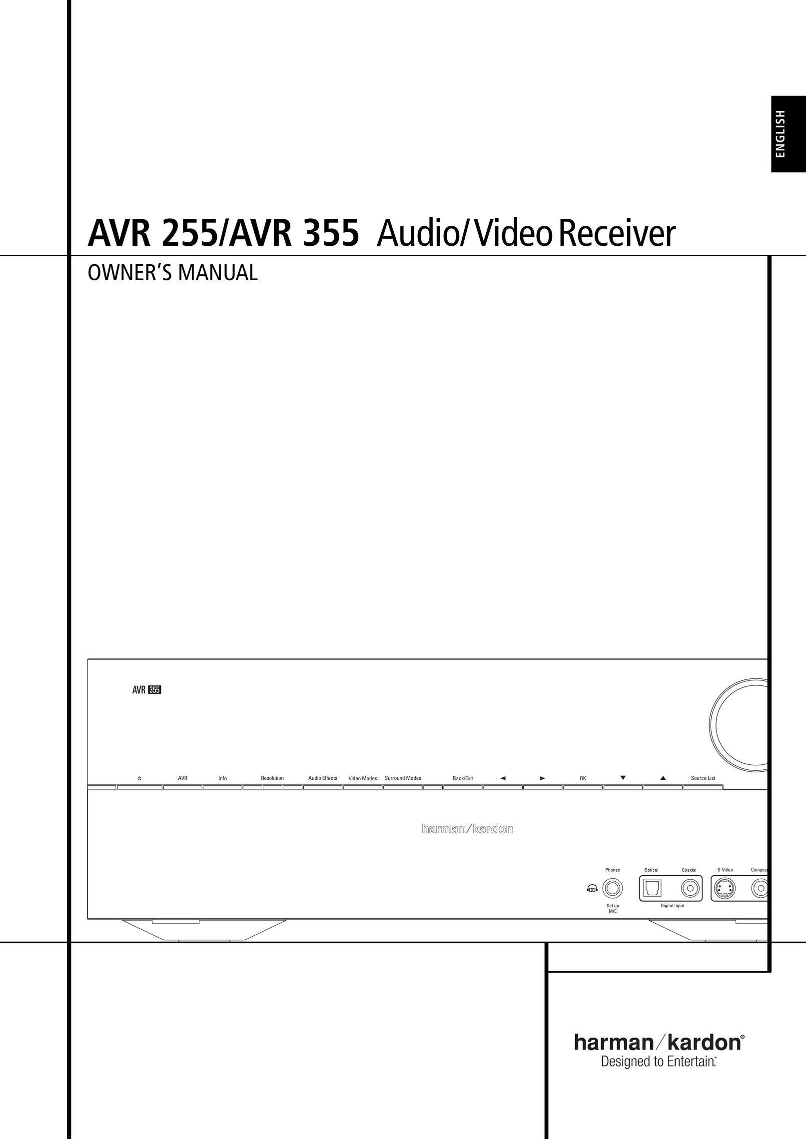 Harman-Kardon AVR 255 Stereo Receiver User Manual