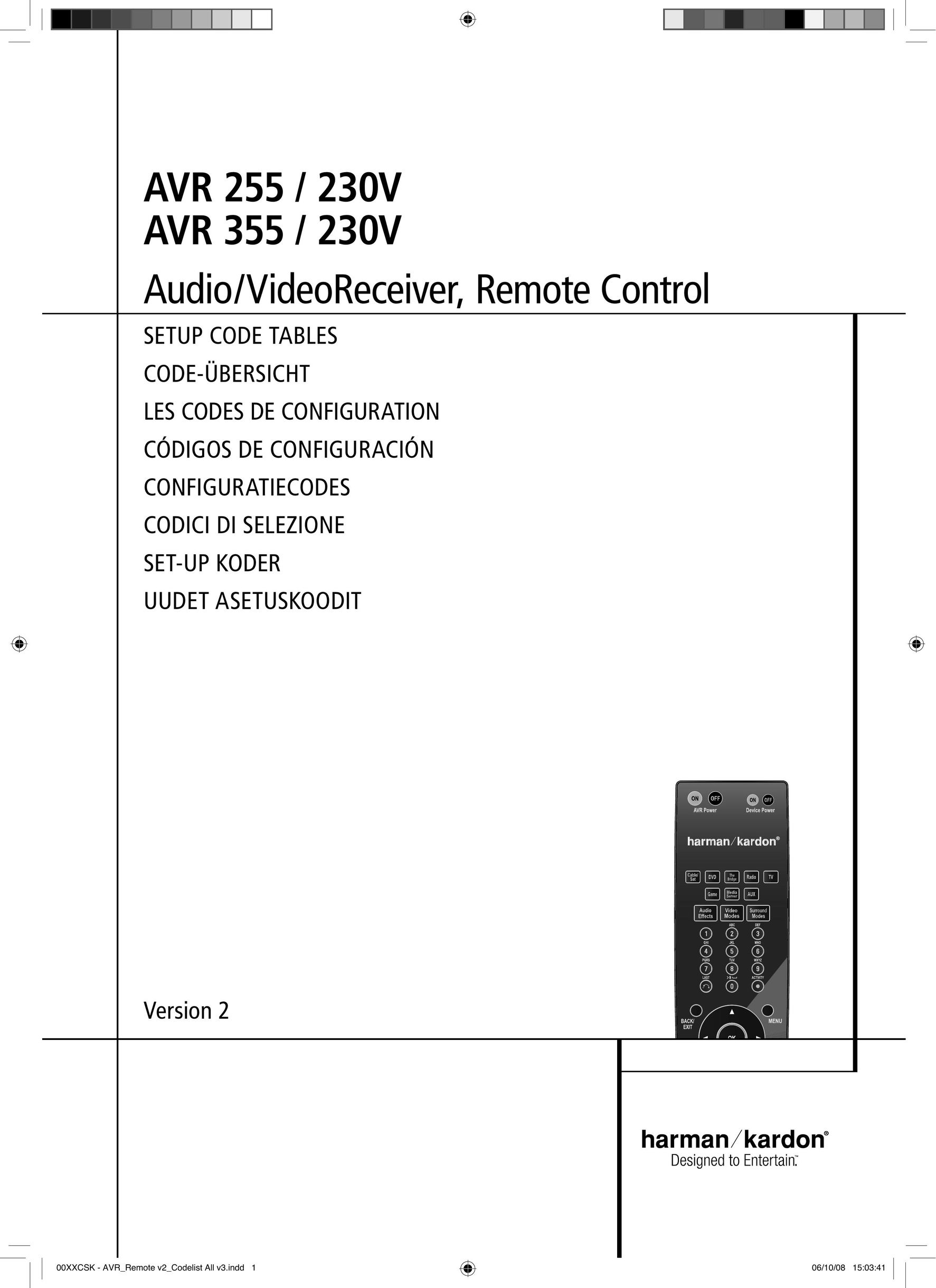 Harman-Kardon AVR 255 / 230V Stereo Receiver User Manual