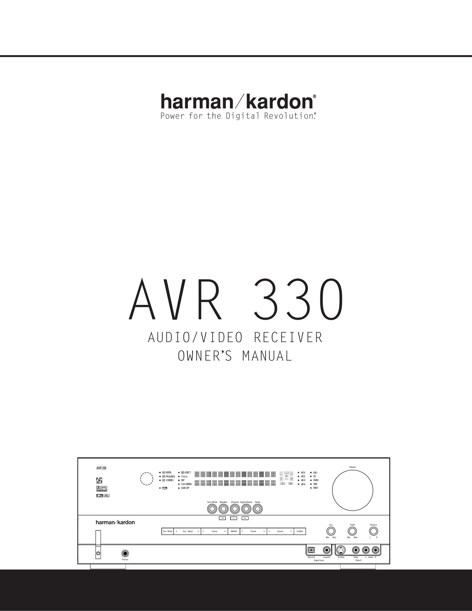Harman-Kardon AVR 330 Stereo Receiver User Manual