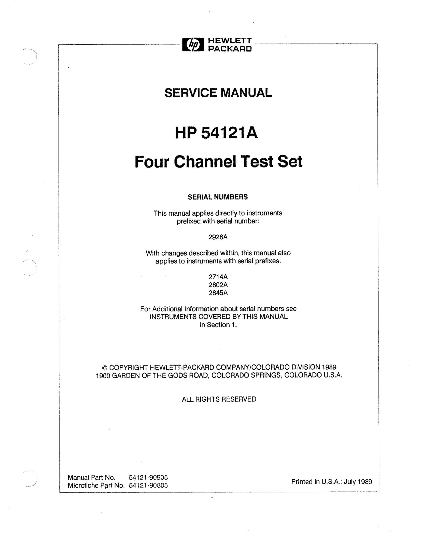 HP (Hewlett-Packard) HP 54121A Stereo Receiver User Manual