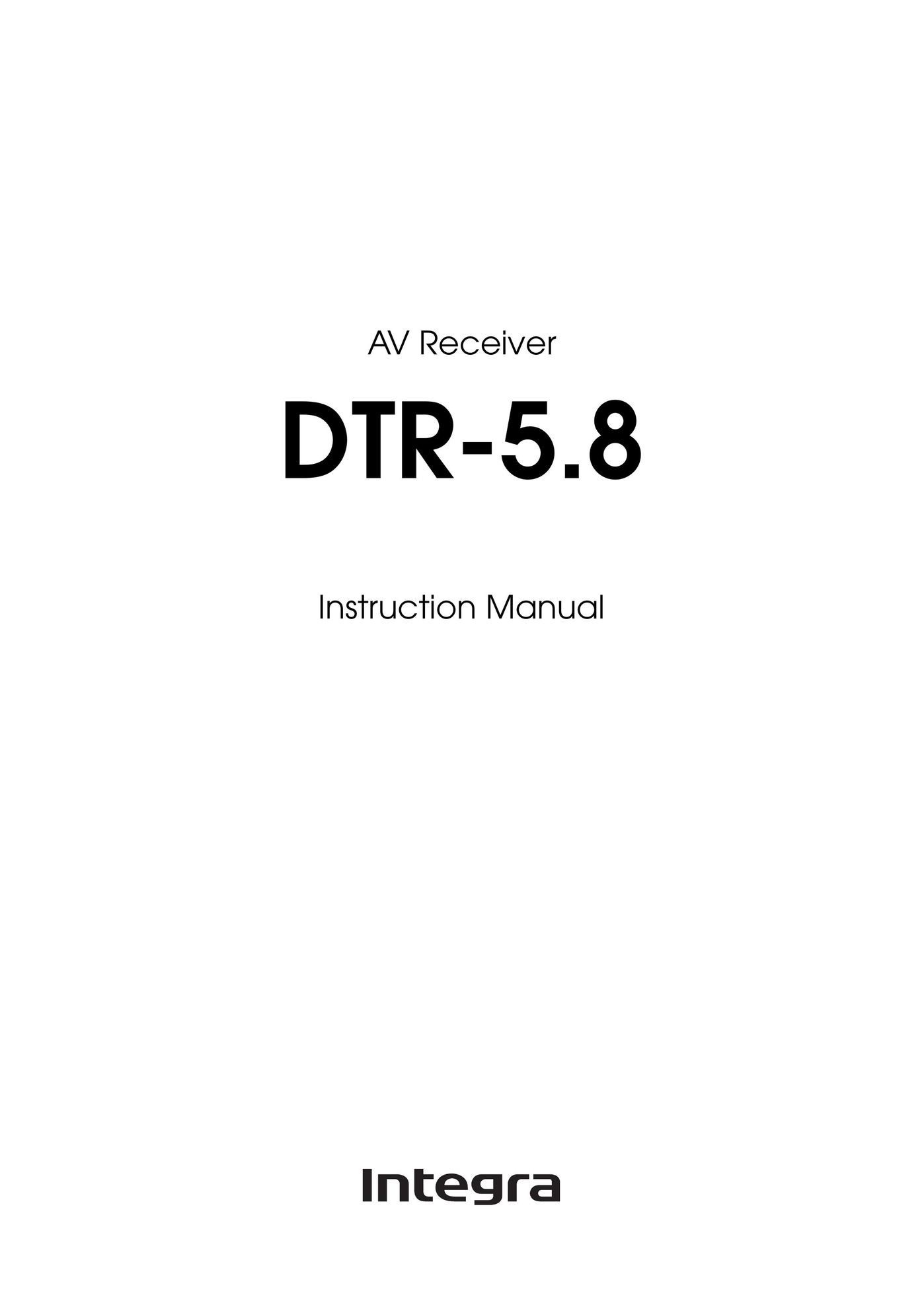 Integra DTR-5.8 Stereo Receiver User Manual